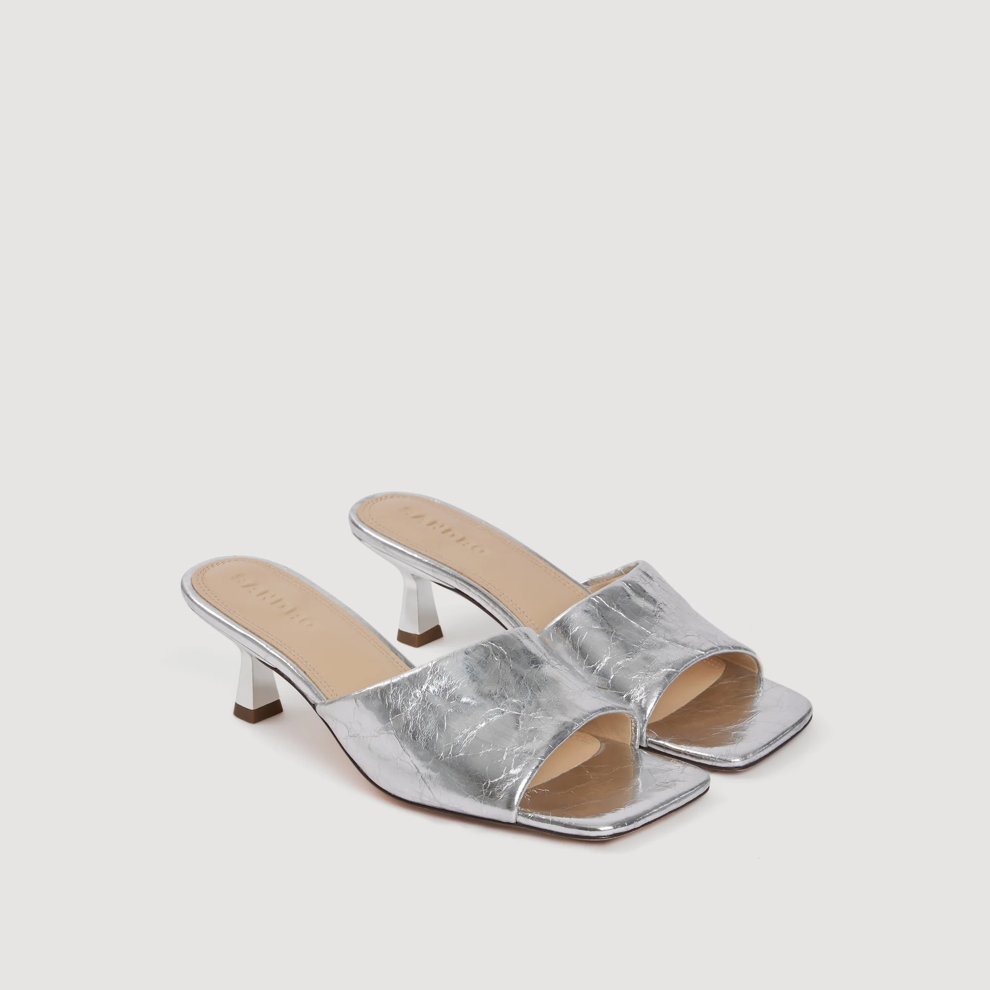 Lovely Metallic Leather Mules Silver - Image 2