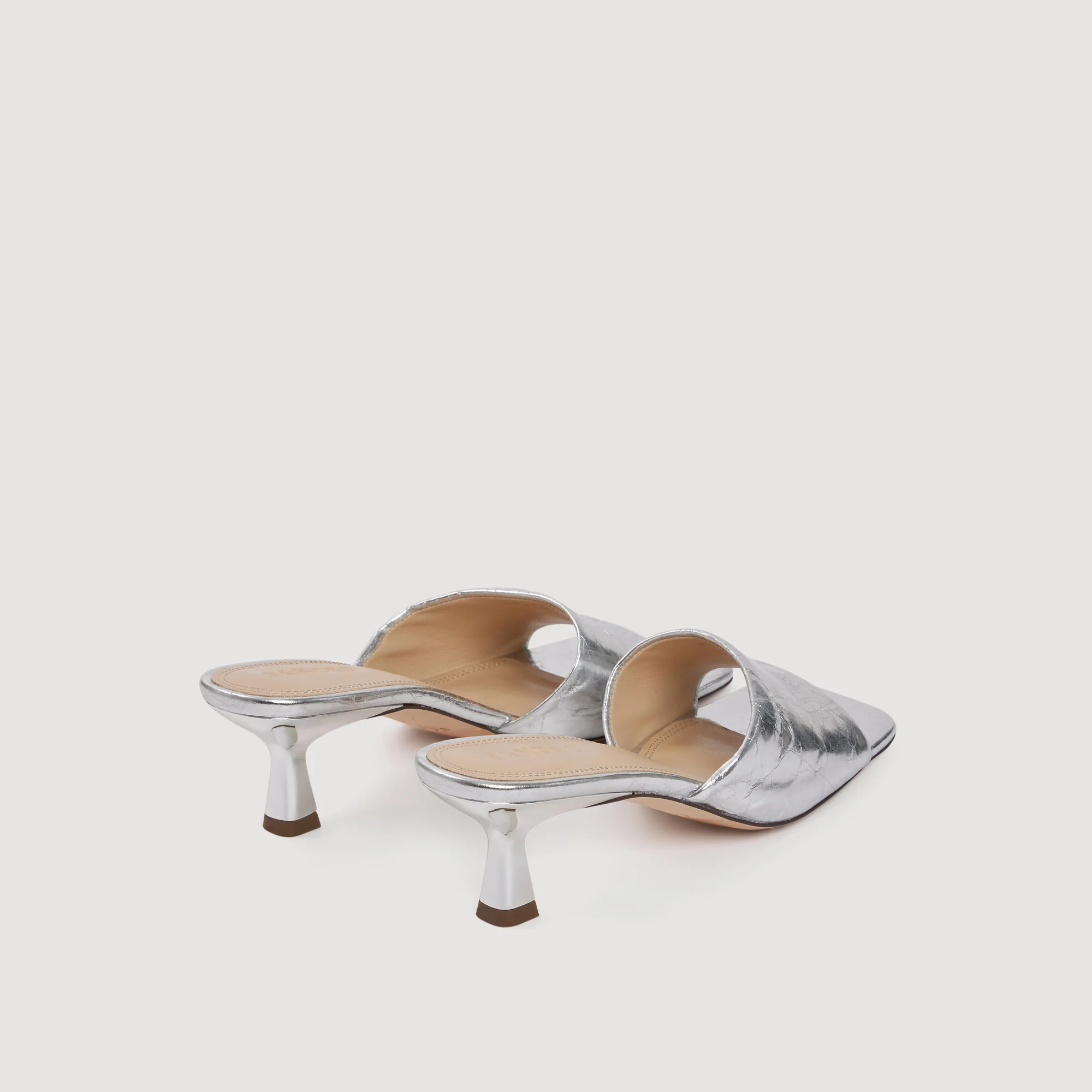 Lovely Metallic Leather Mules Silver - Image 3
