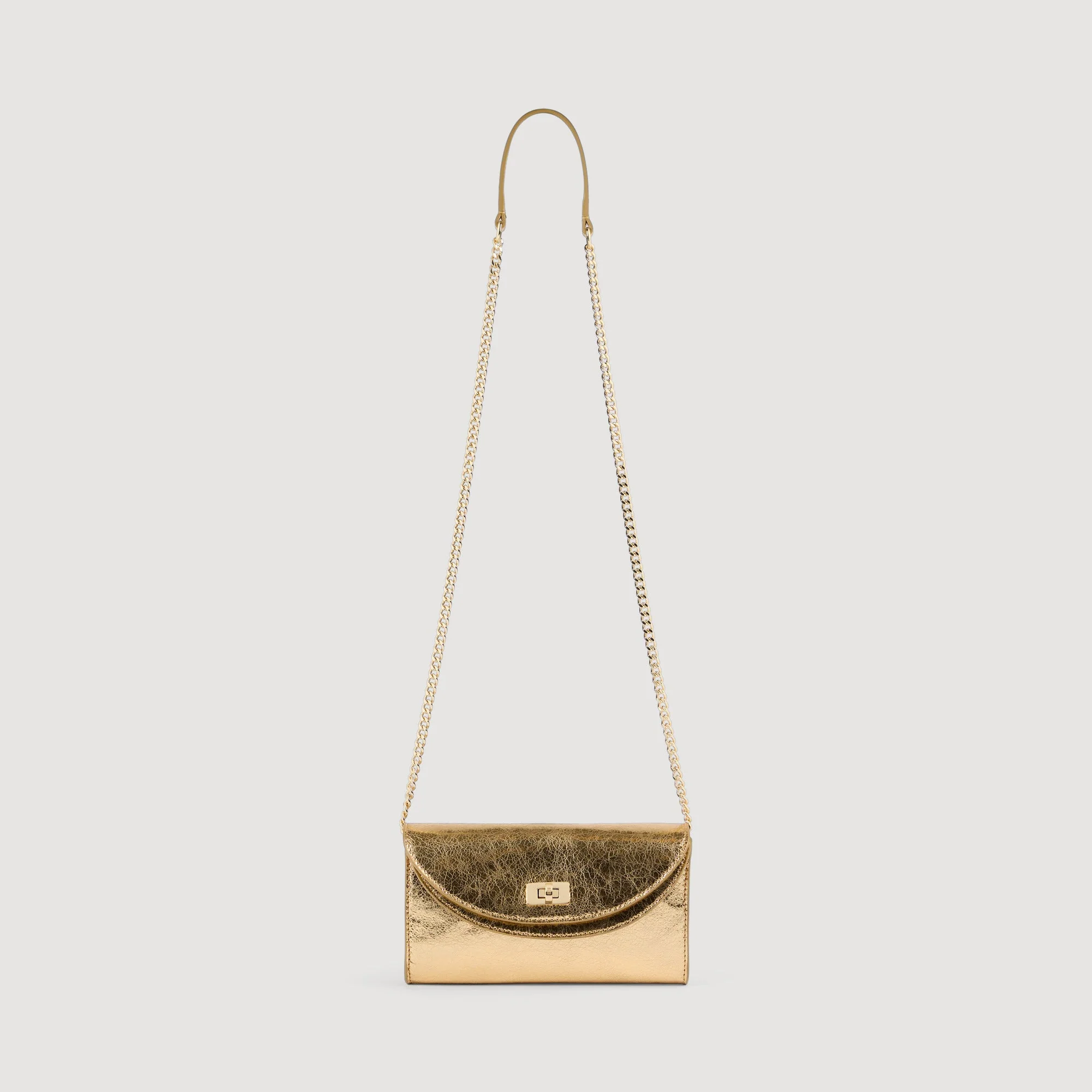 Le Mambo Pocket Mambo Metallic Leather Clutch Gold - Image 3