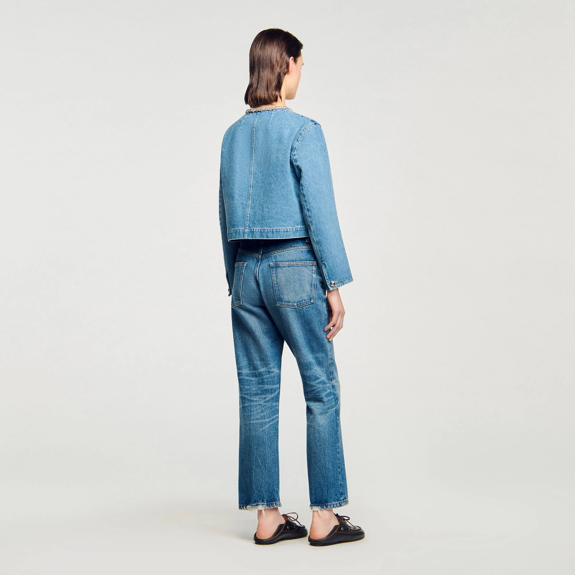 Erzelia Rhinestone Denim Jacket Blue Jean - Image 5