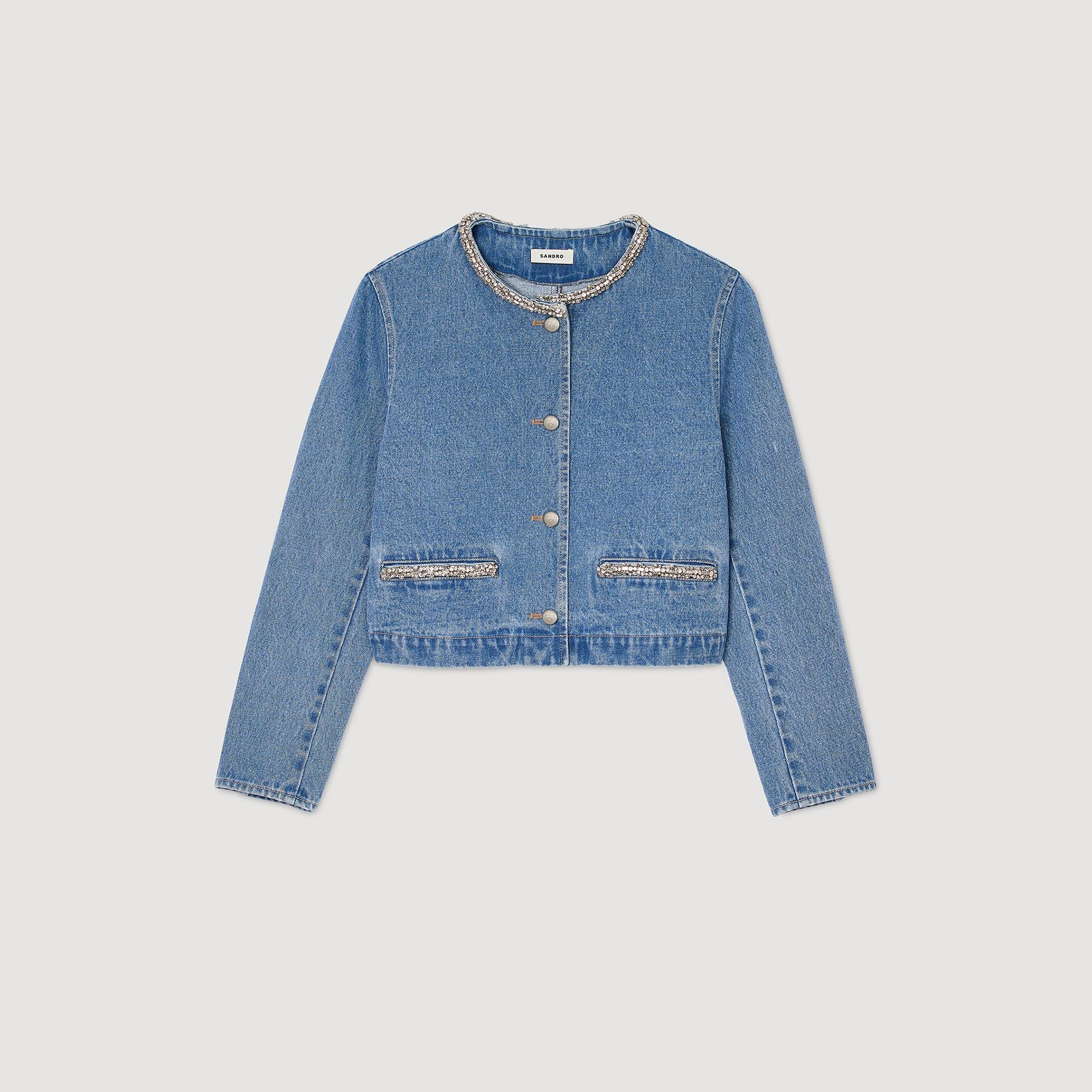 Erzelia Rhinestone Denim Jacket Blue Jean - Image 6
