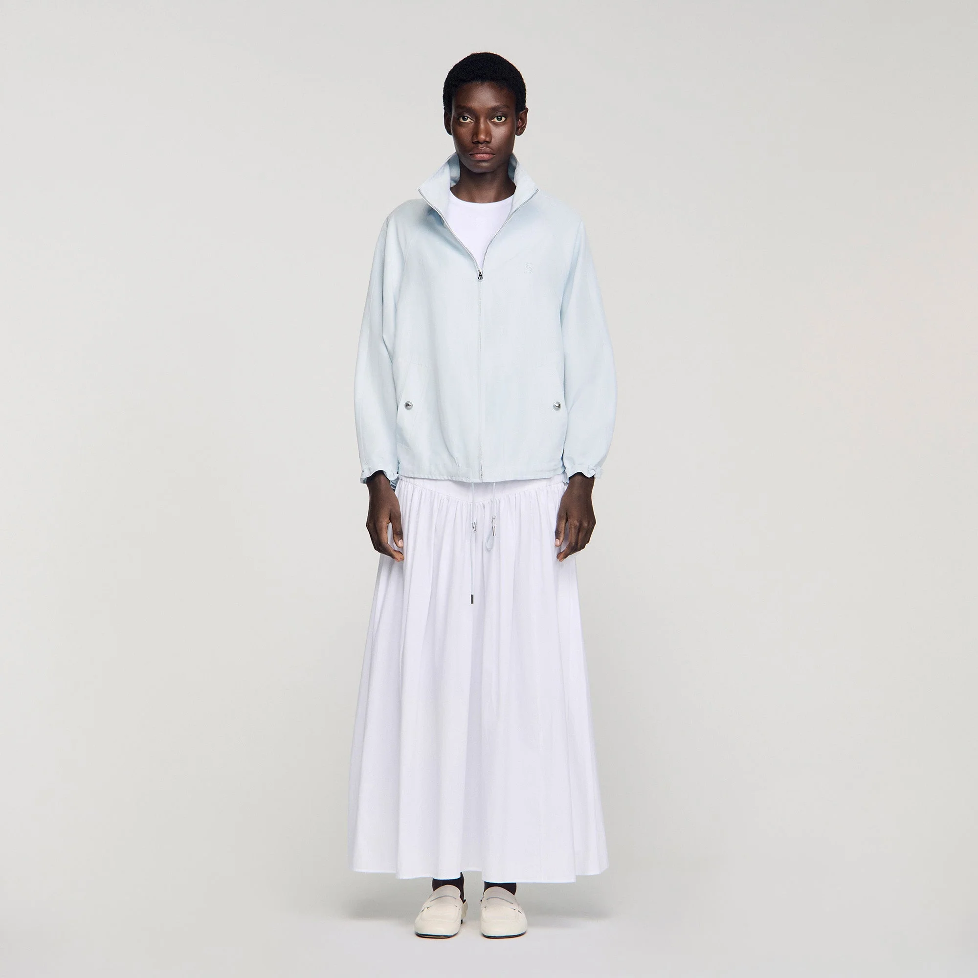 Jayn Embroidered Collar Oversized Jacket Sky Blue