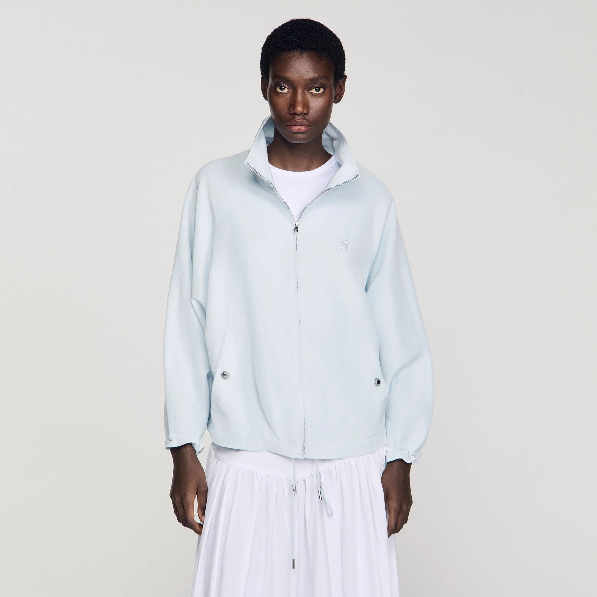 Jayn Embroidered Collar Oversized Jacket Sky Blue - Image 4