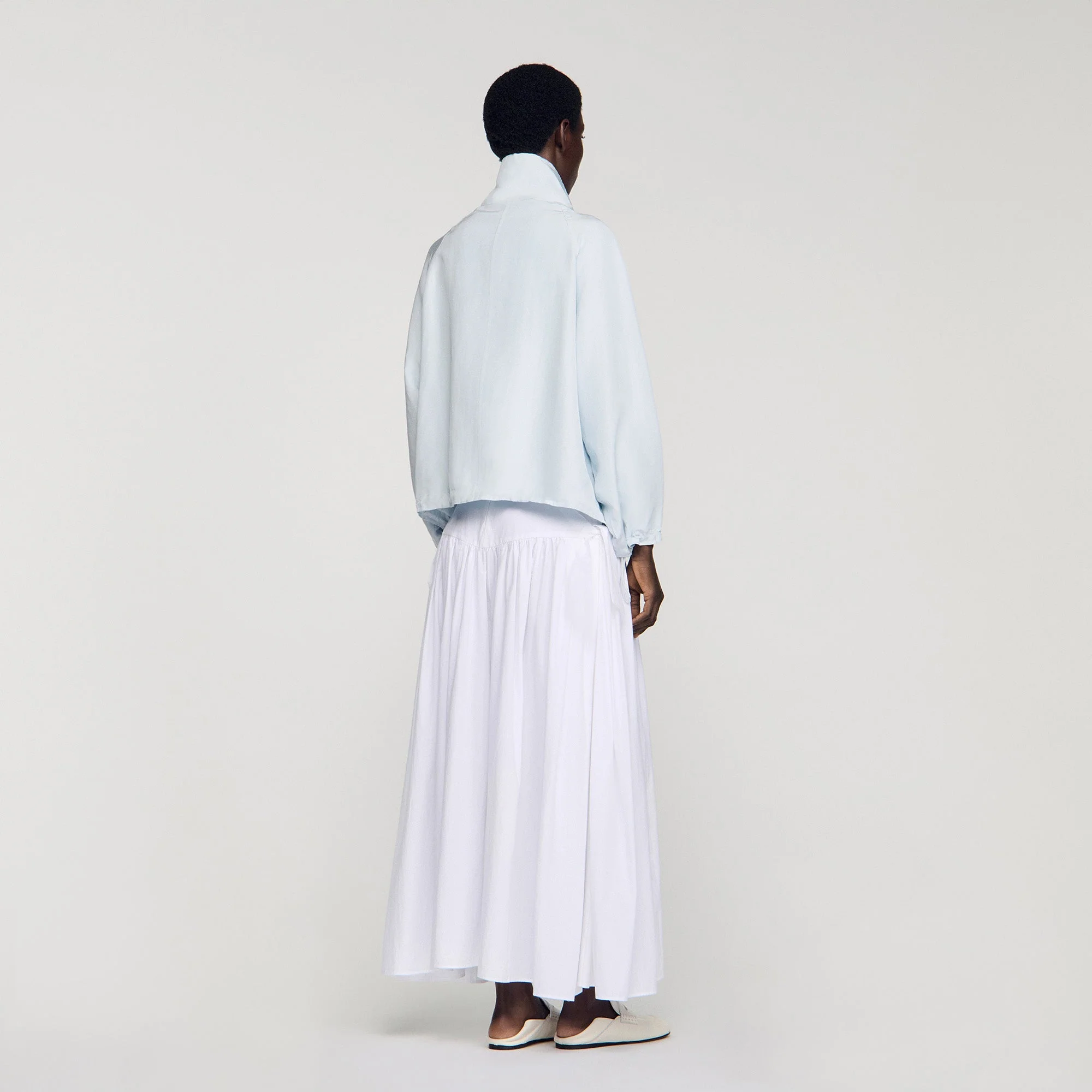Jayn Embroidered Collar Oversized Jacket Sky Blue - Image 5
