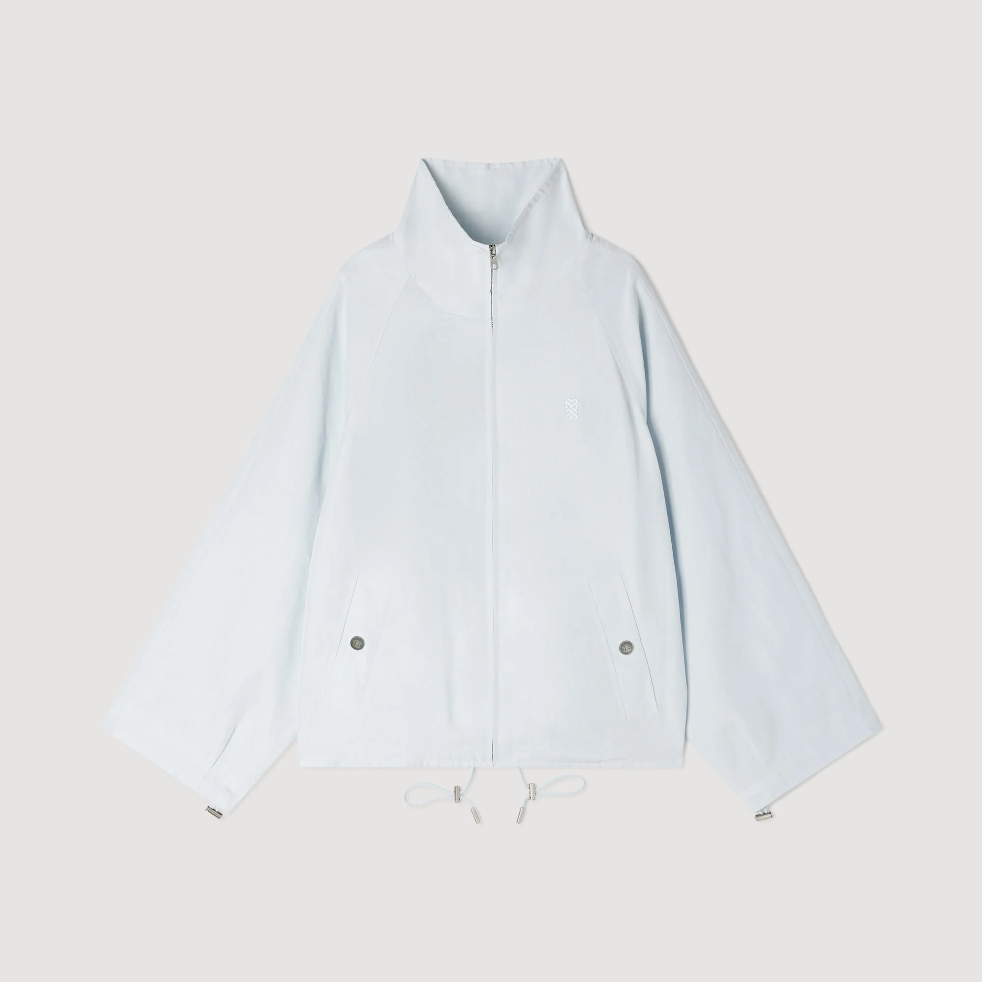 Jayn Embroidered Collar Oversized Jacket Sky Blue - Image 6