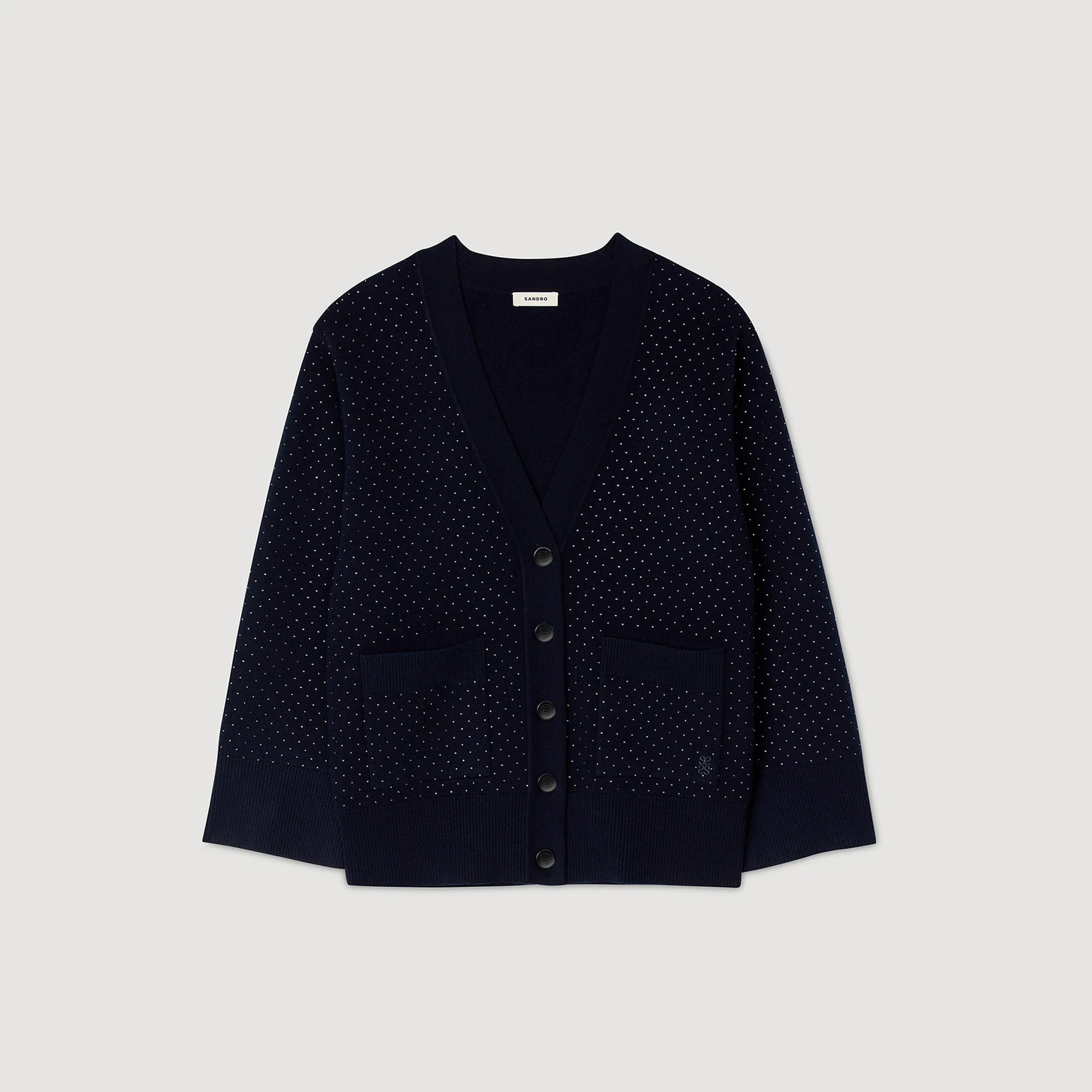 Vaddy Long Rhinestone Cardigan Navy Blue - Image 6