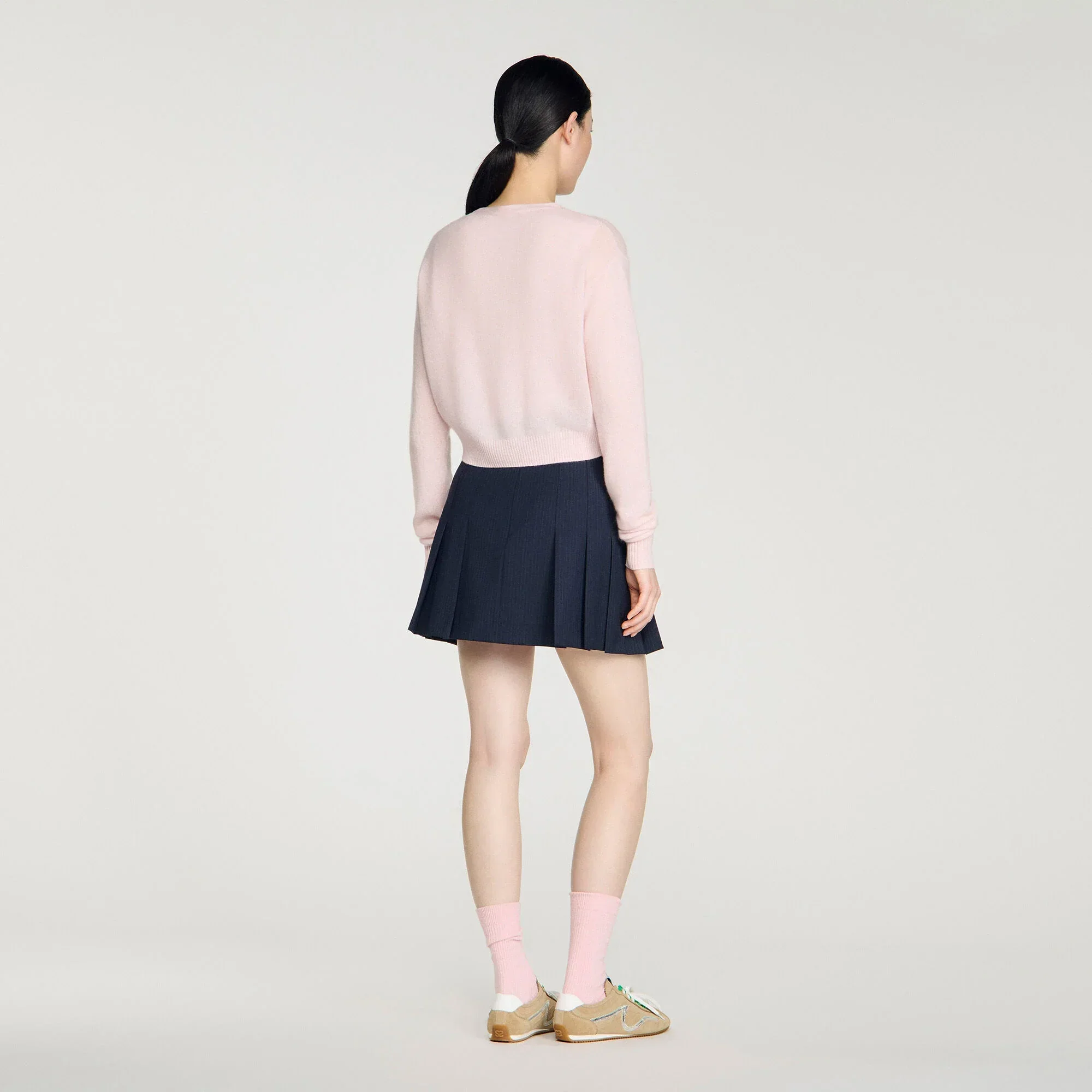 Cassidie Cropped Cashmere Wool Cardigan Light Pink - Image 5