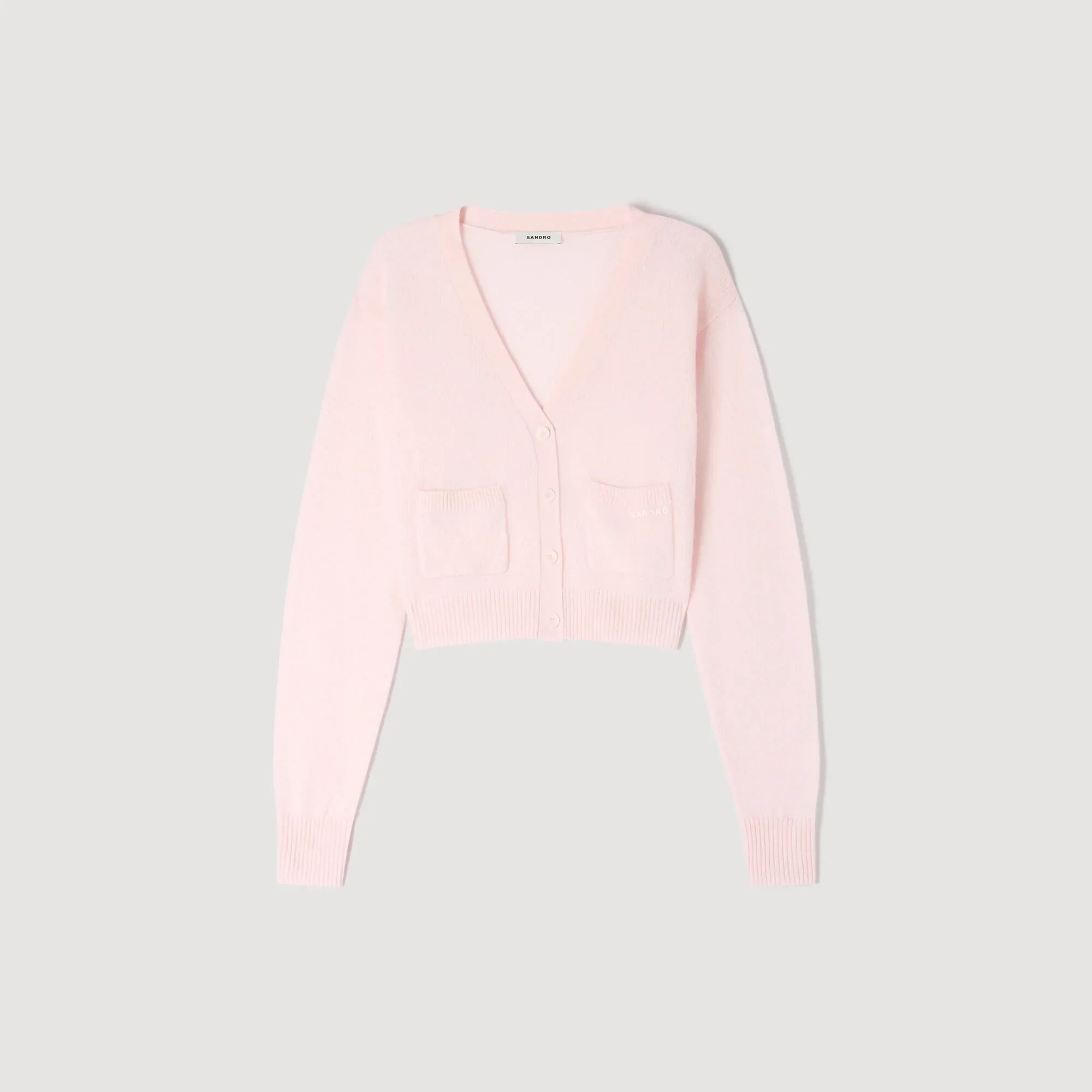 Cassidie Cropped Cashmere Wool Cardigan Light Pink - Image 6