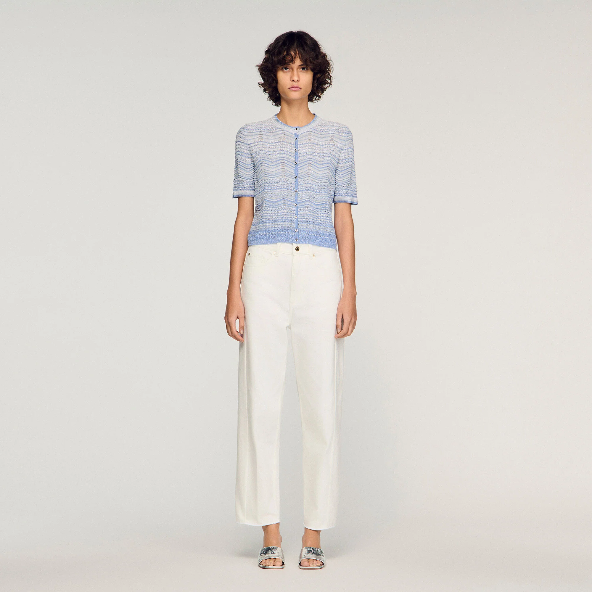 Davine Decorative Knit Cardigan Sky Blue - Image 2