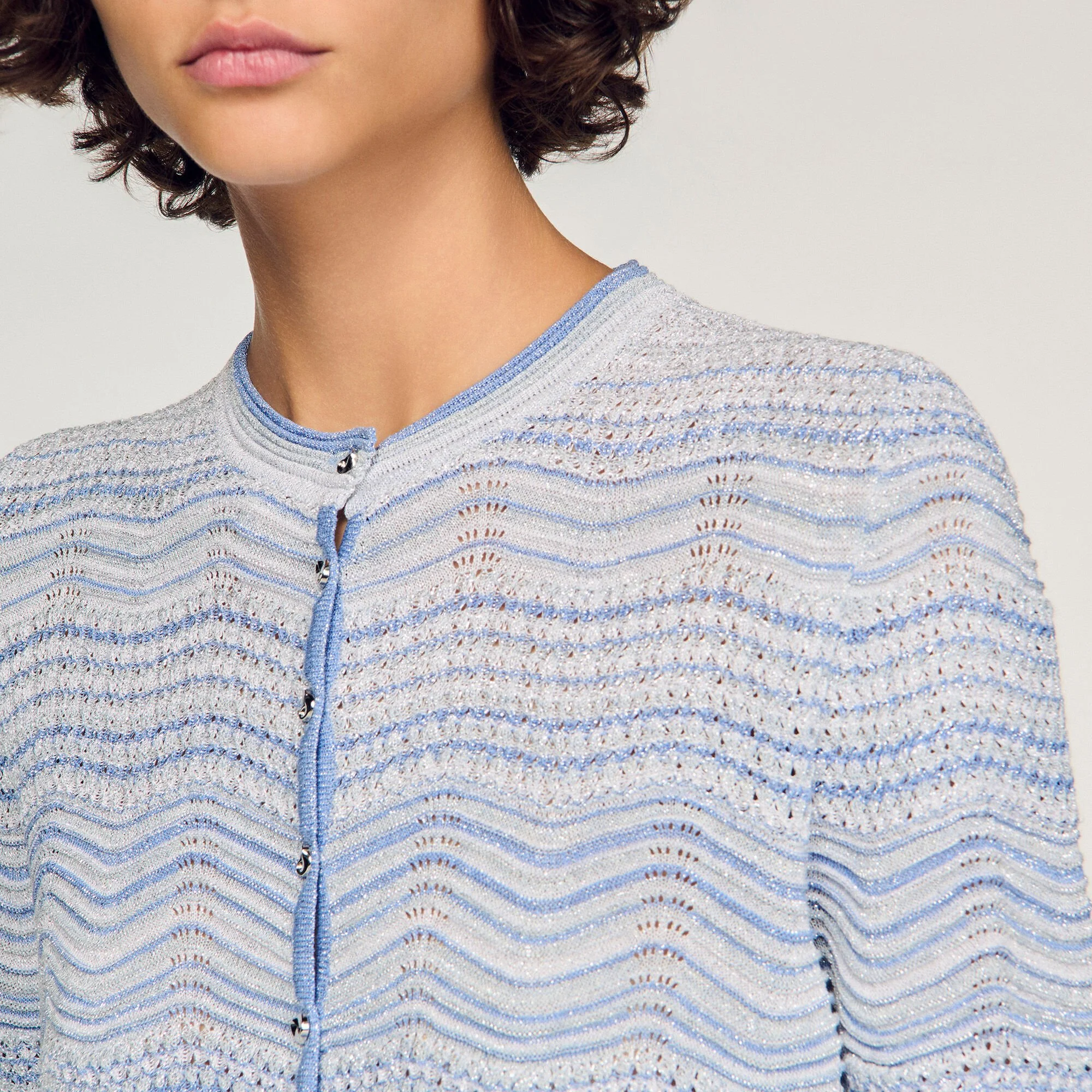 Davine Decorative Knit Cardigan Sky Blue - Image 3