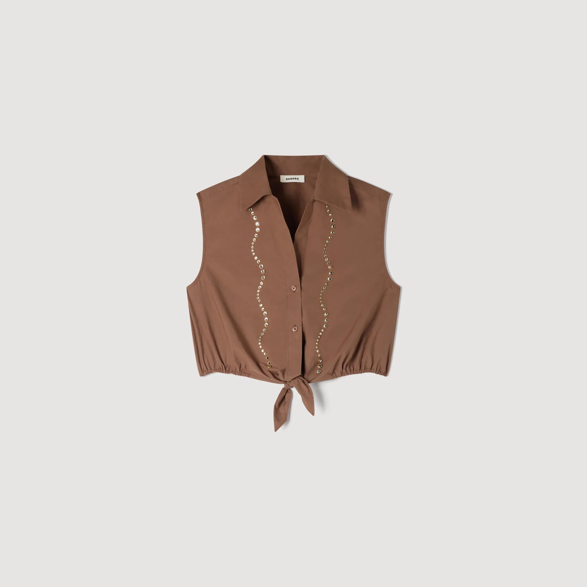Tel Rhinestone Cropped Shirt Brown - Image 6