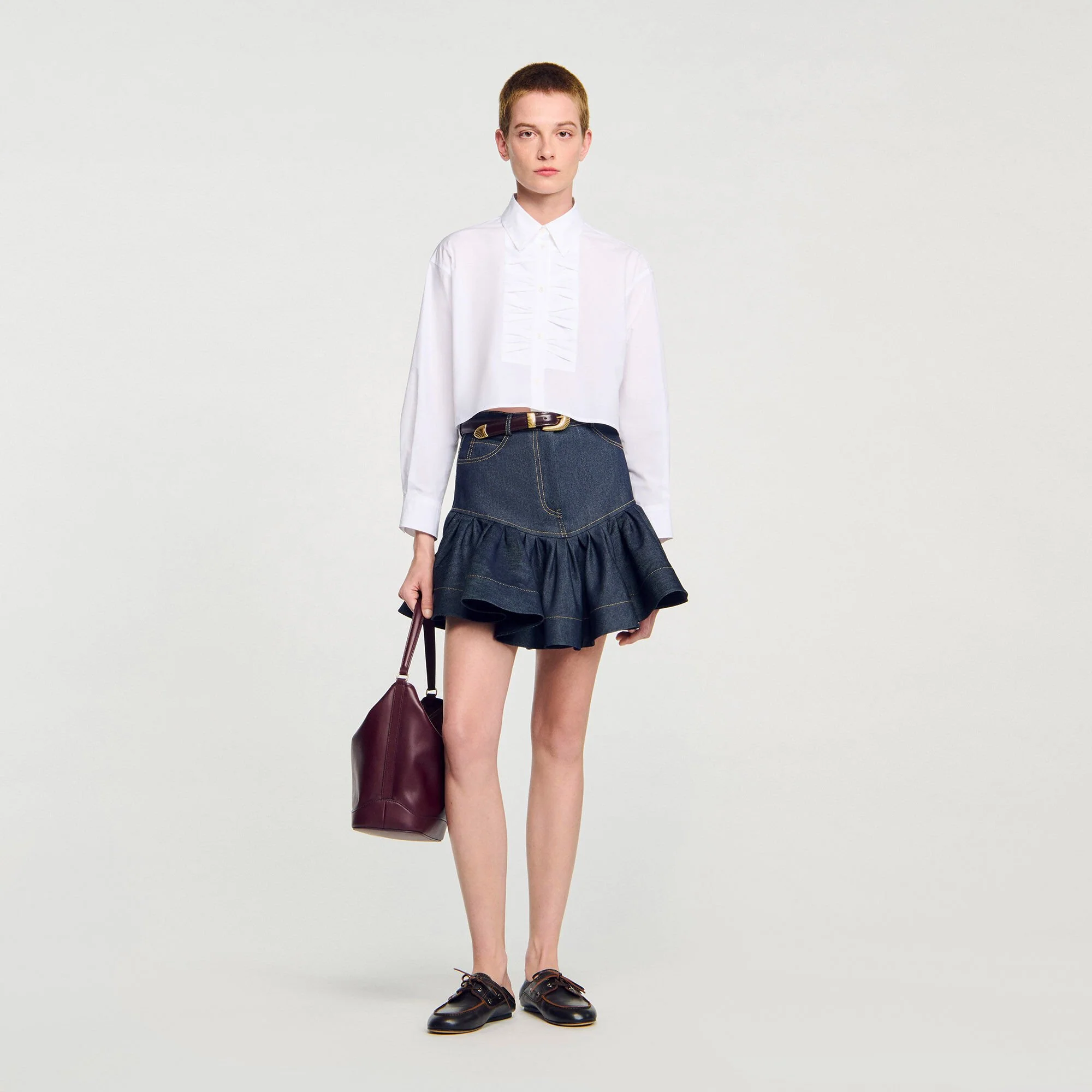 Noeuela Cropped Shirt With Bow Details White