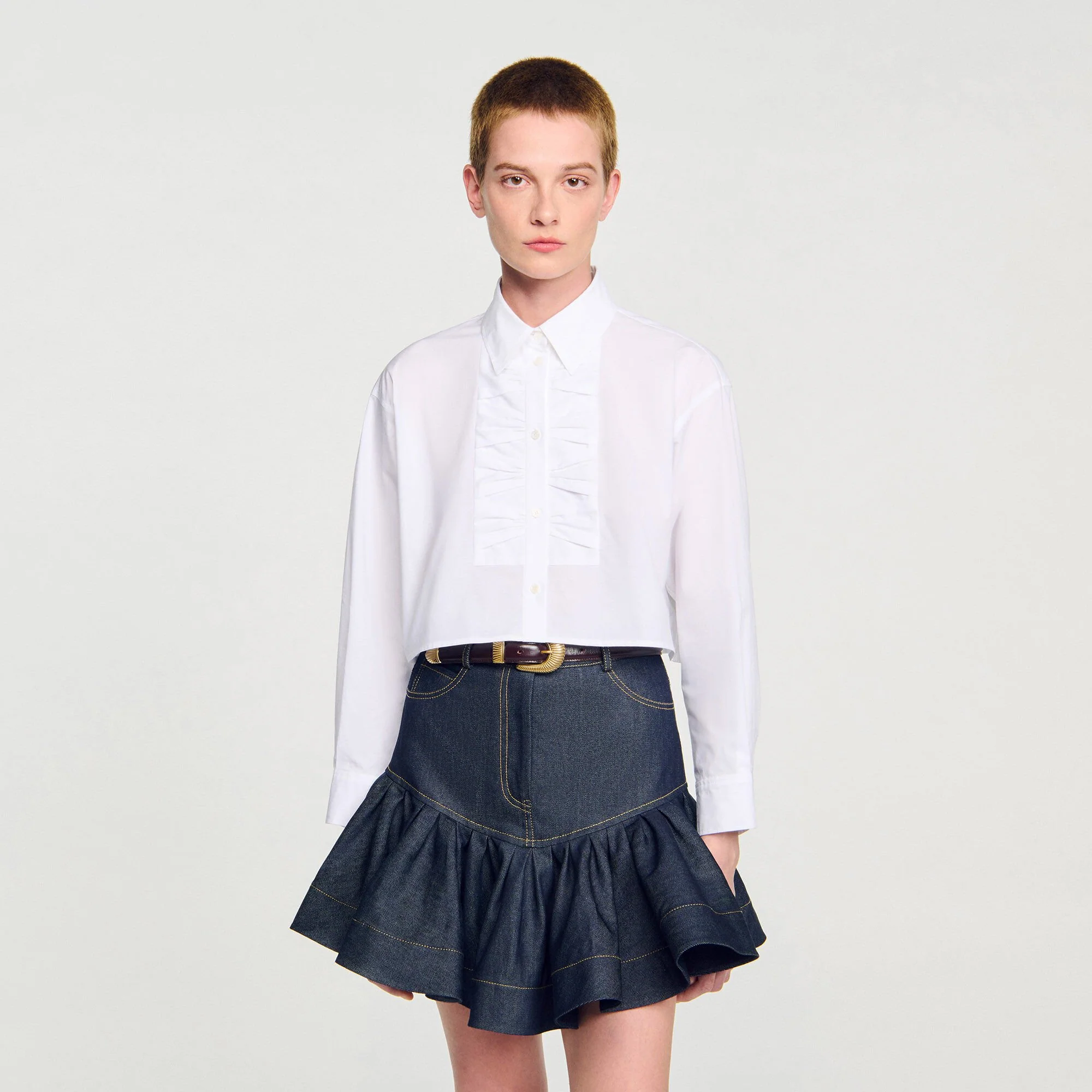 Noeuela Cropped Shirt With Bow Details White - Image 4
