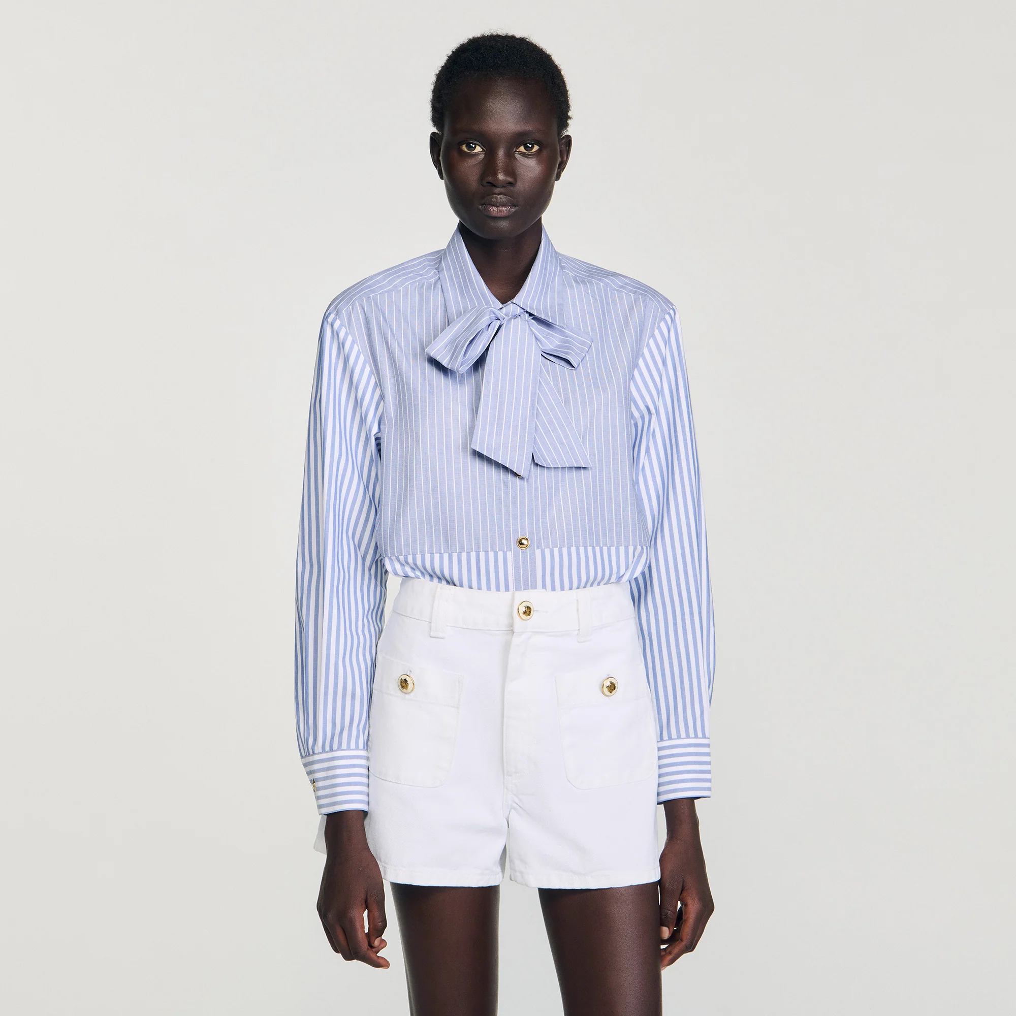 Isilys Striped tie shirt Blu / White - Image 4