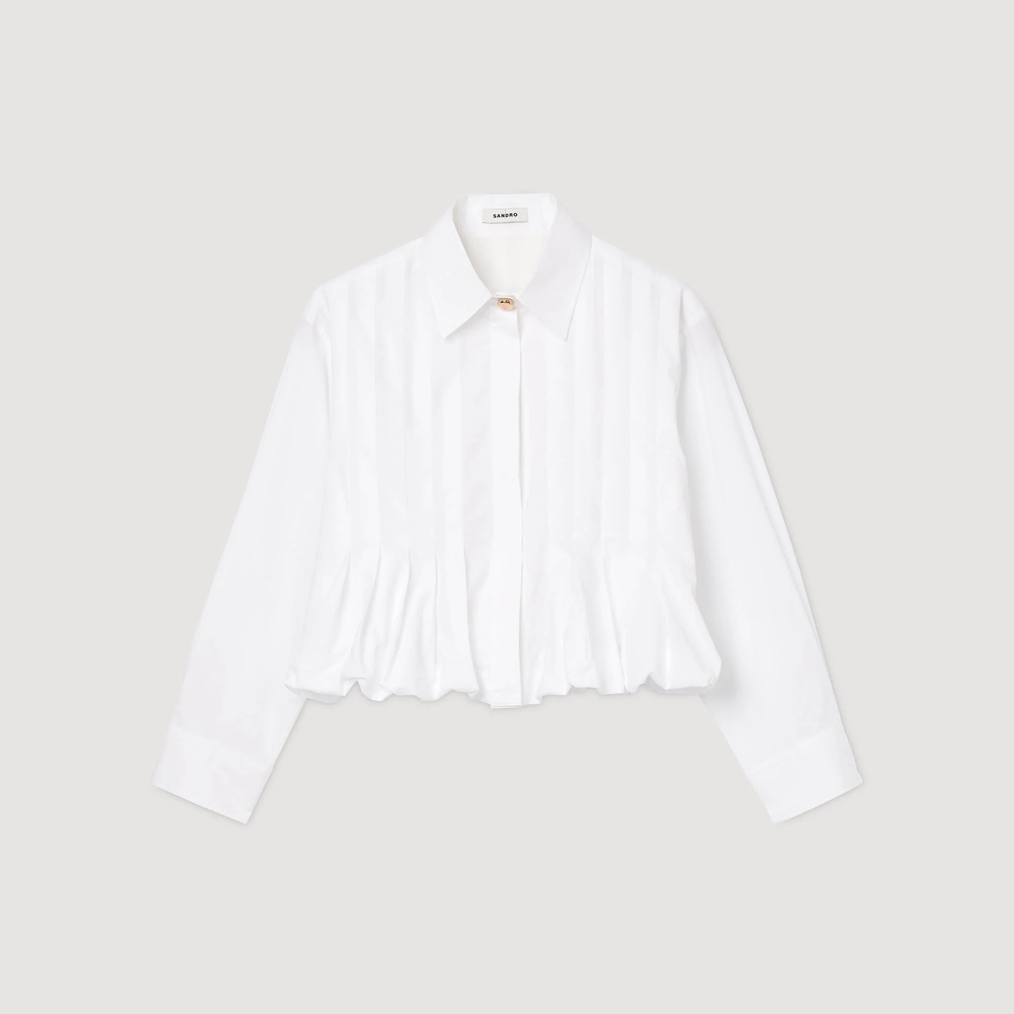 Andie Pleated Cropped Shirt White - Image 6
