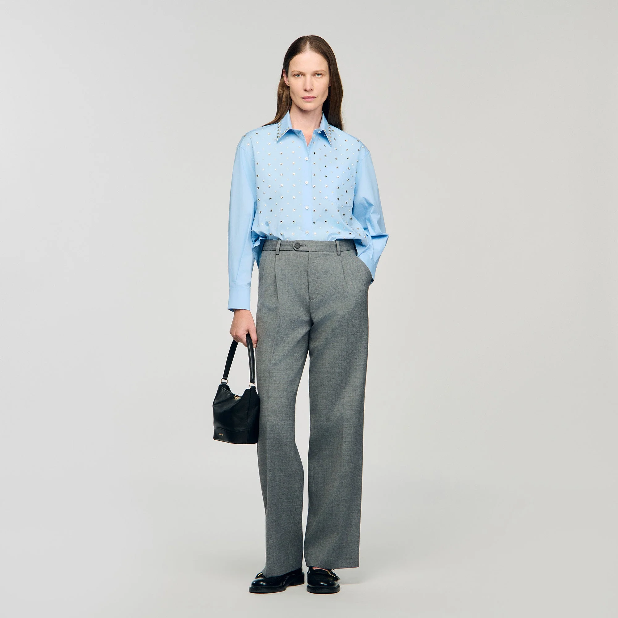 Eloane Rhinestone shirt Sky Blue