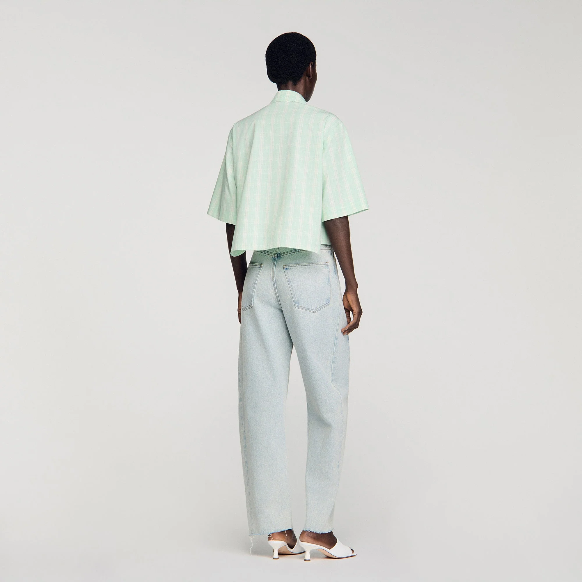 Kaia Short Checked Shirt Green / Ecru - Image 5