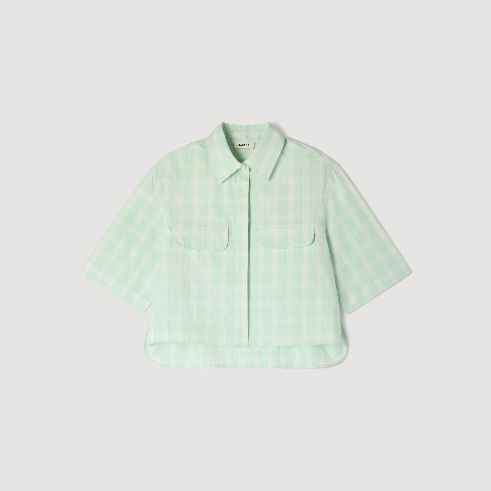 Kaia Short Checked Shirt Green / Ecru - Image 6