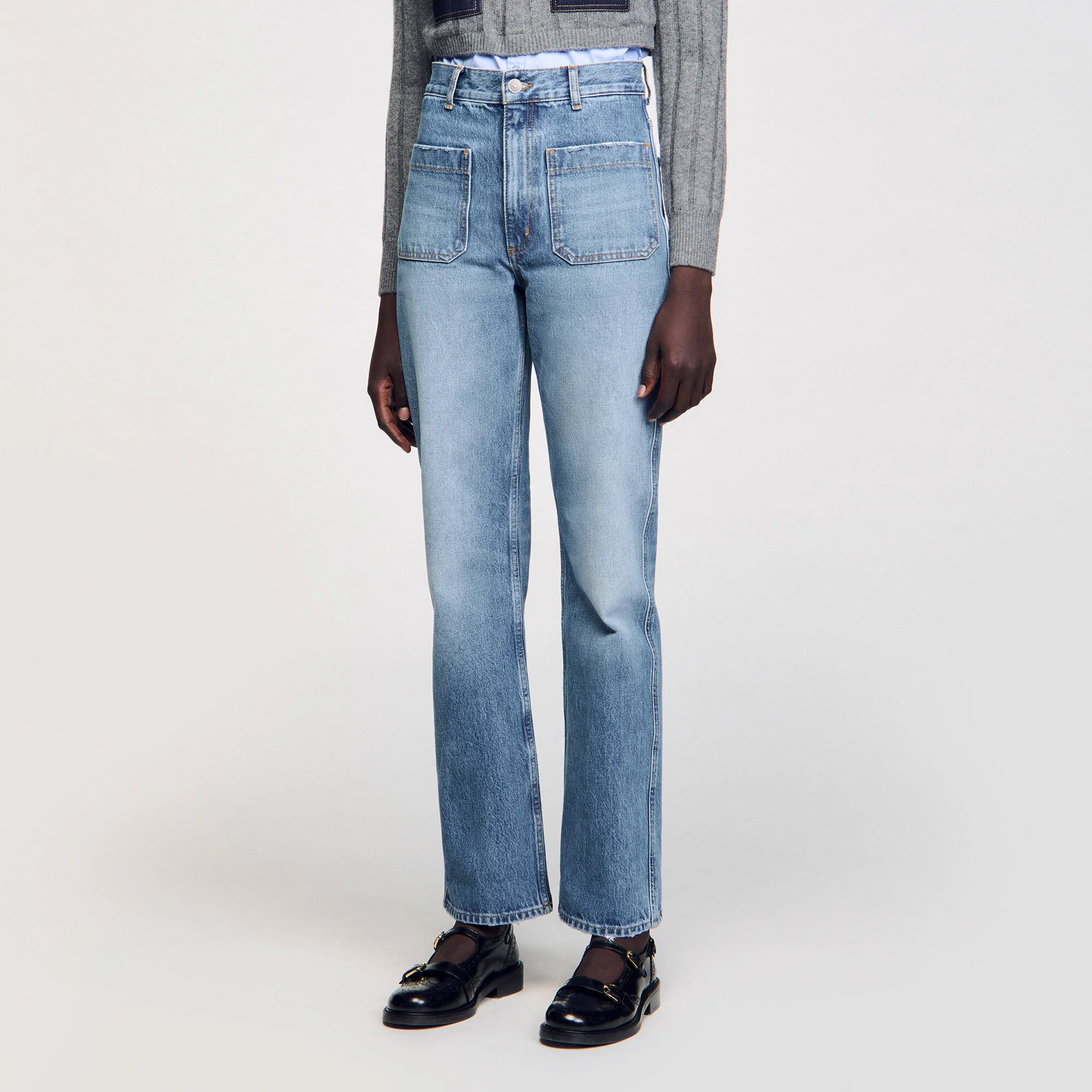 Moore Flared Faded Jeans Blue Jeans - Image 4