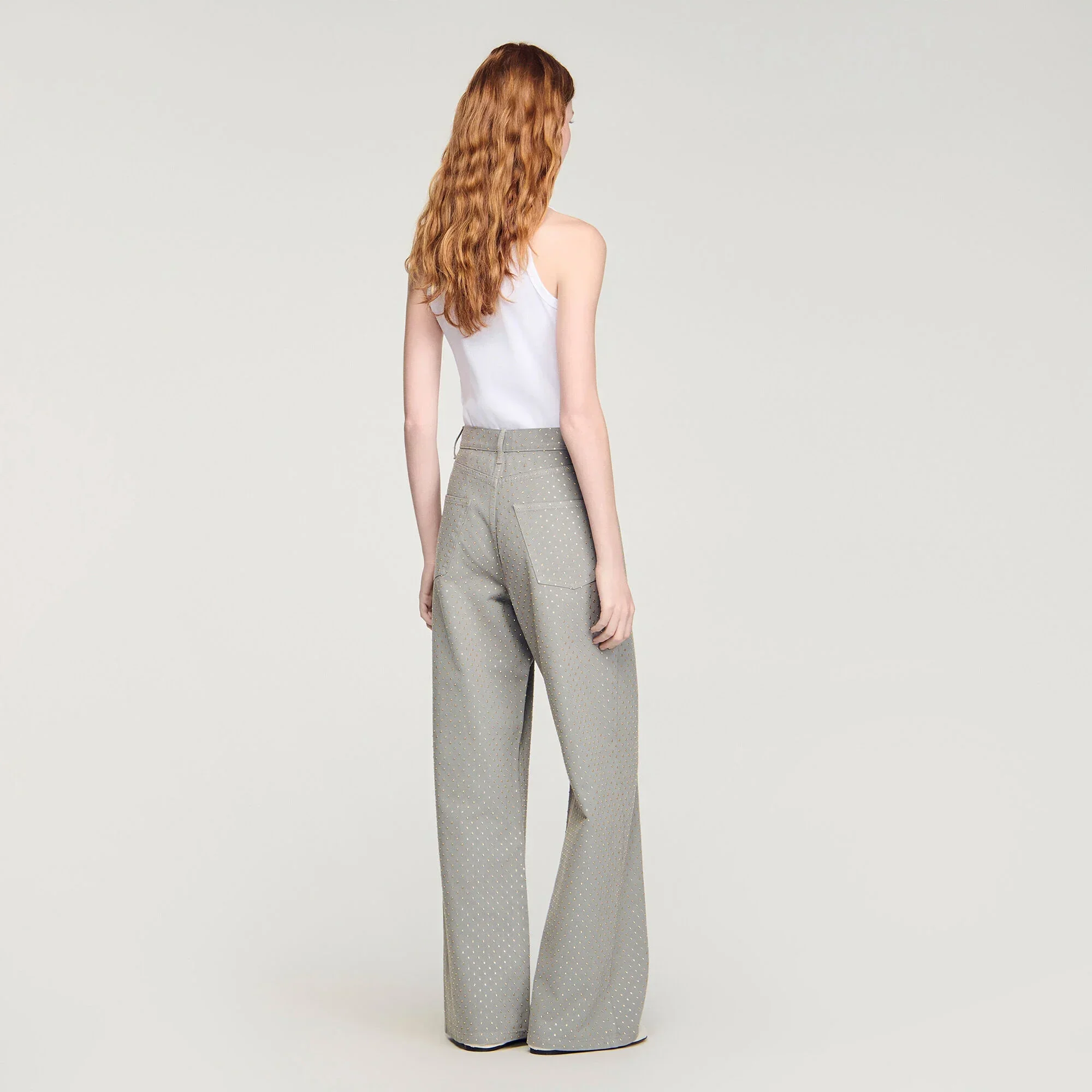Golden Rhinestone Jeans Grey - Image 5