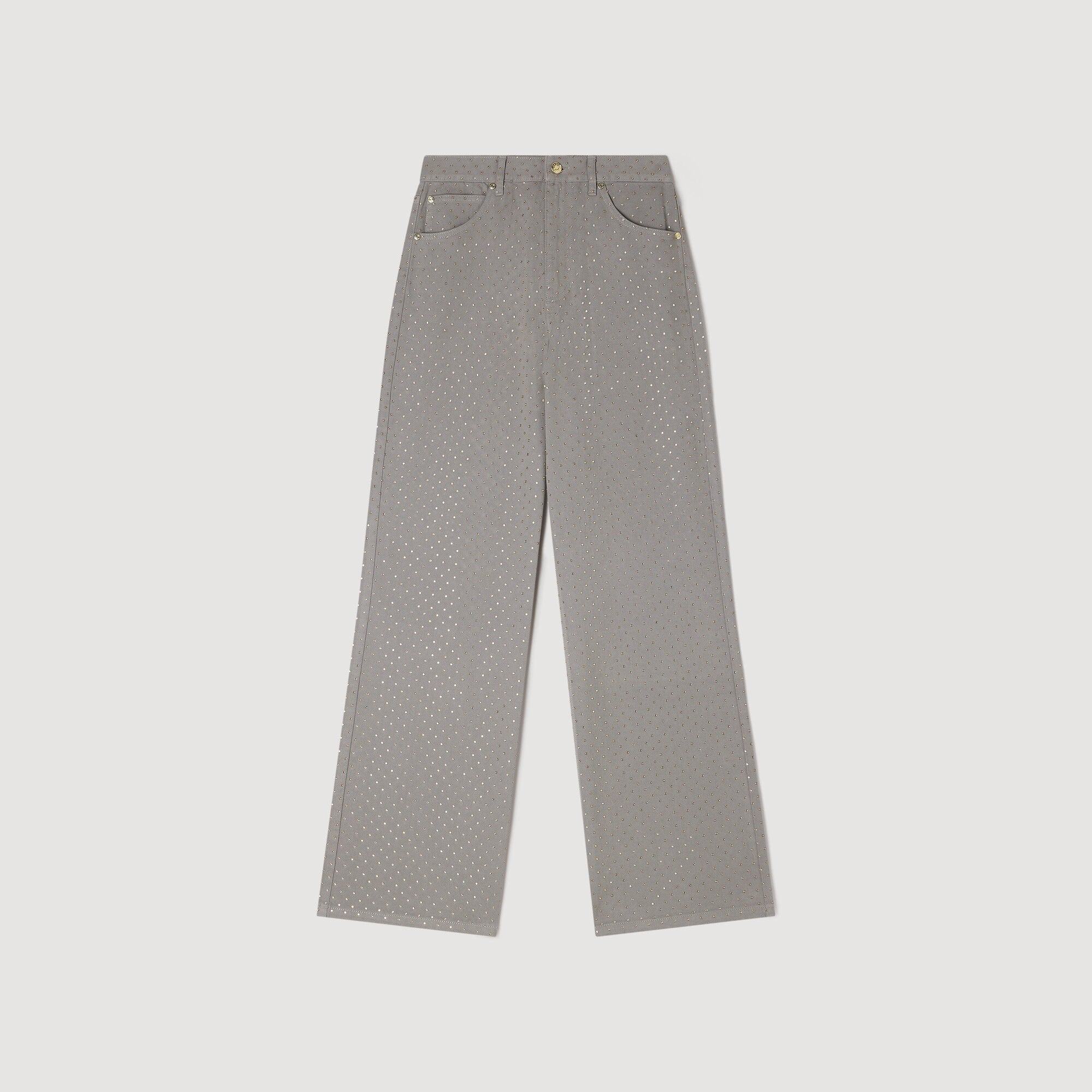 Golden Rhinestone Jeans Grey - Image 6