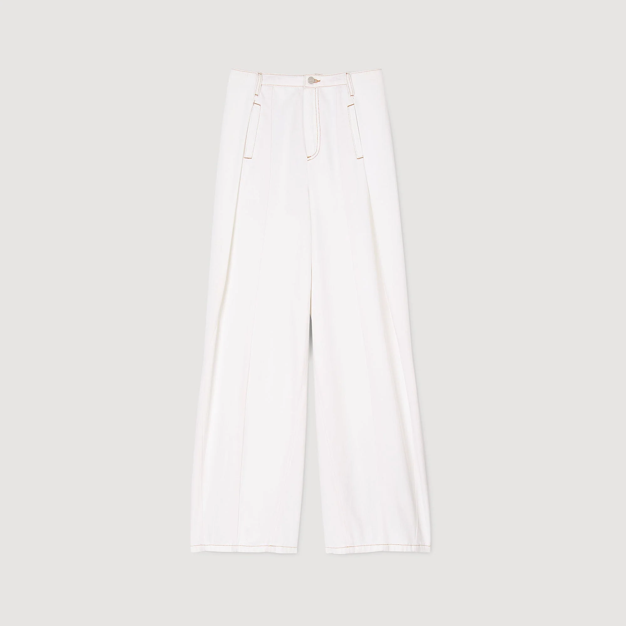 Everly Topstitched Wide-Leg Jeans White - Image 6
