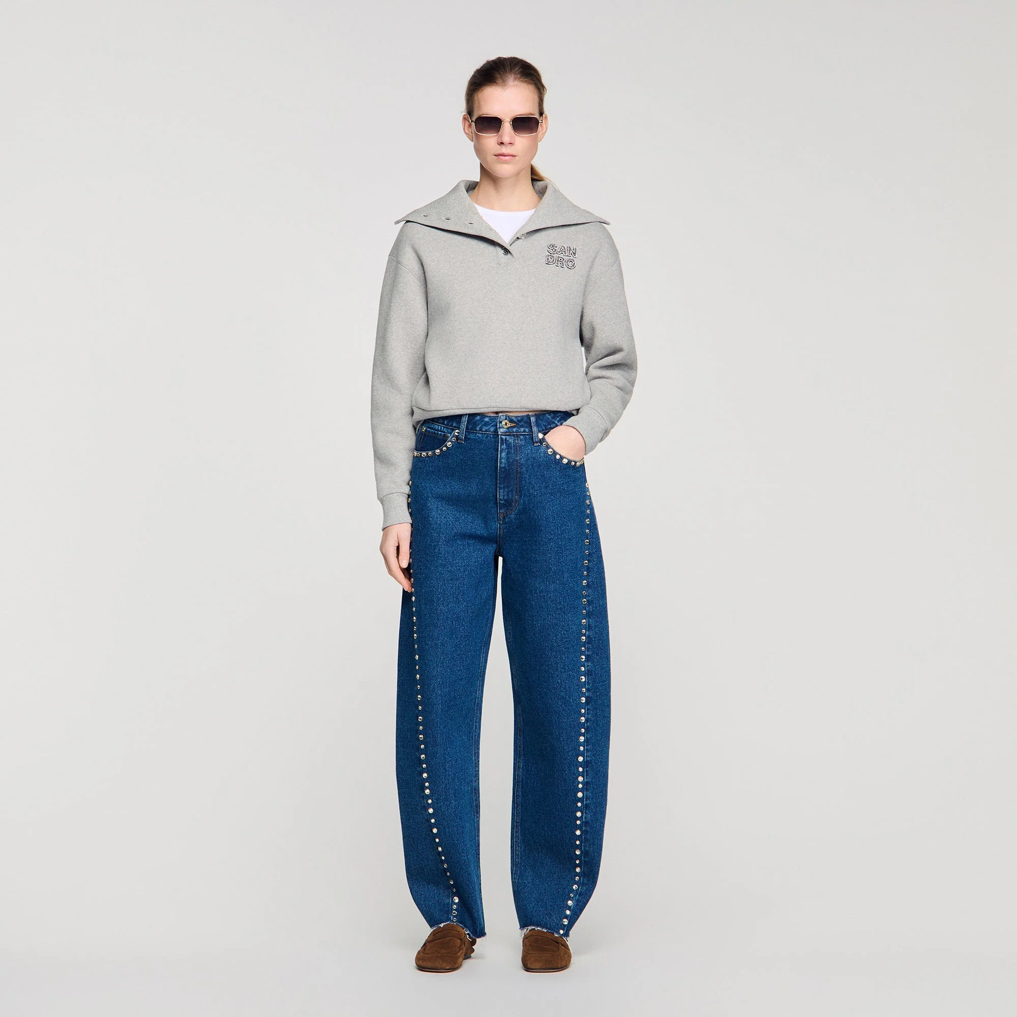 Tomy Rhinestone Barrel Jeans Blue Jean