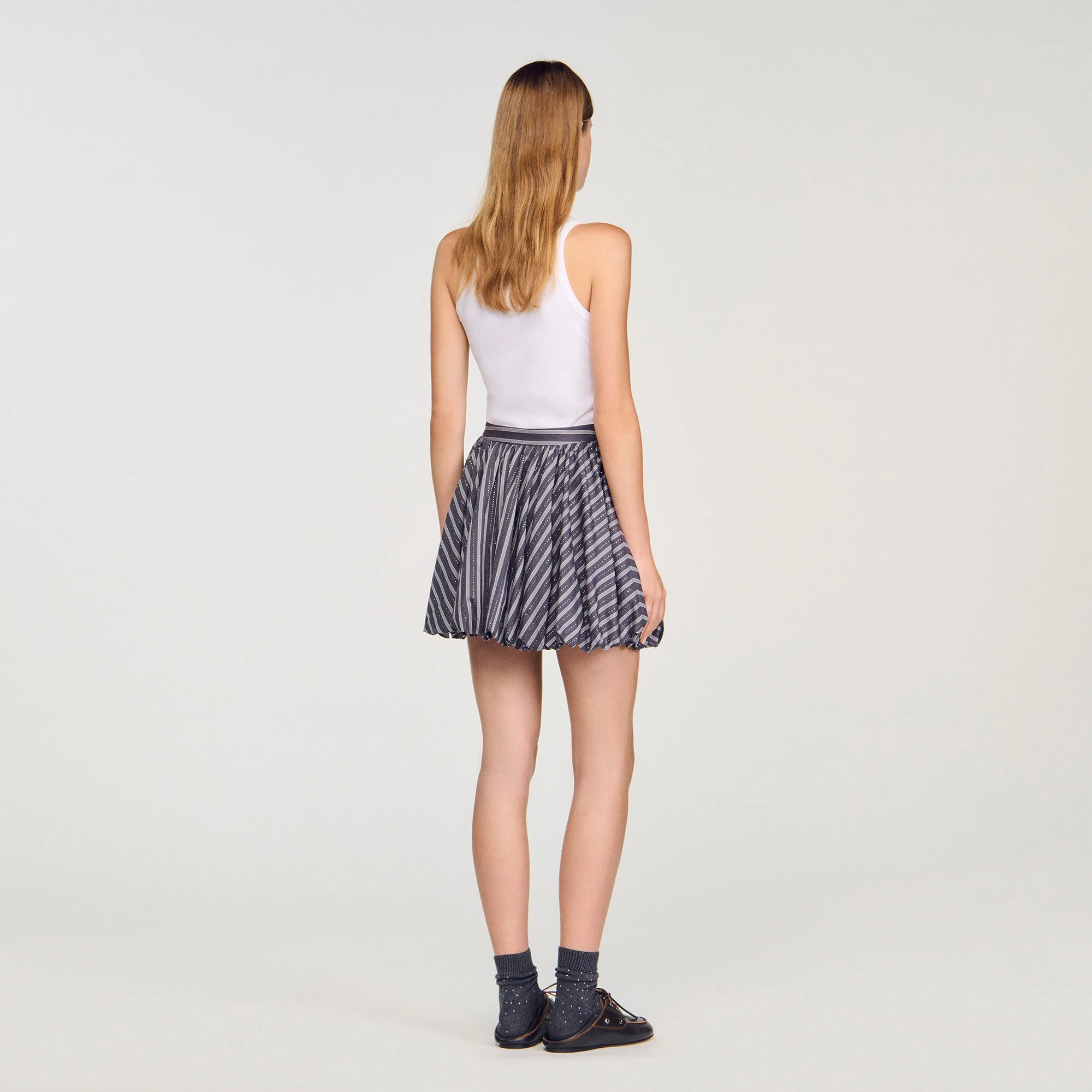 Middy Striped Rhinestone Bubble Skirt Grey - Image 3