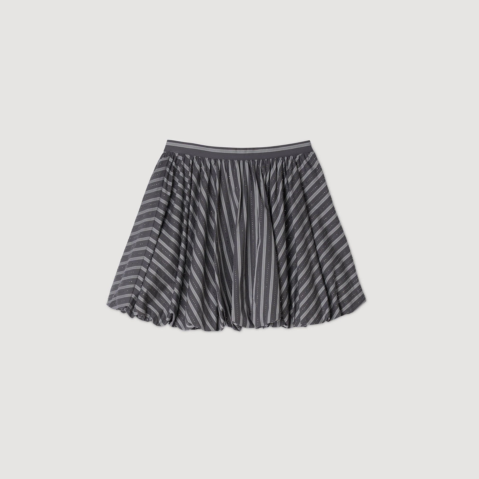 Middy Striped Rhinestone Bubble Skirt Grey - Image 6
