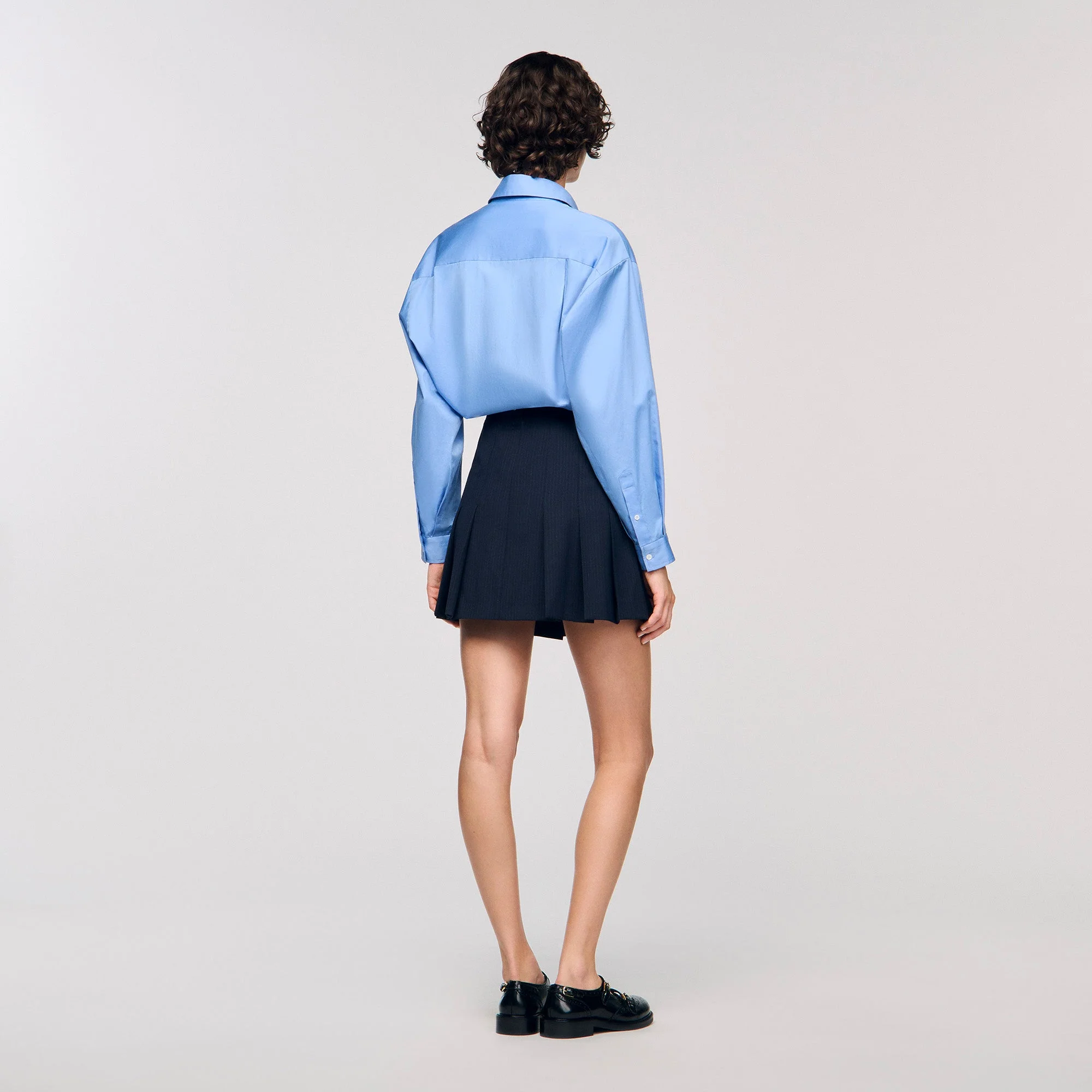 Theanis Short striped pleated skirt Navy Blue - Image 6