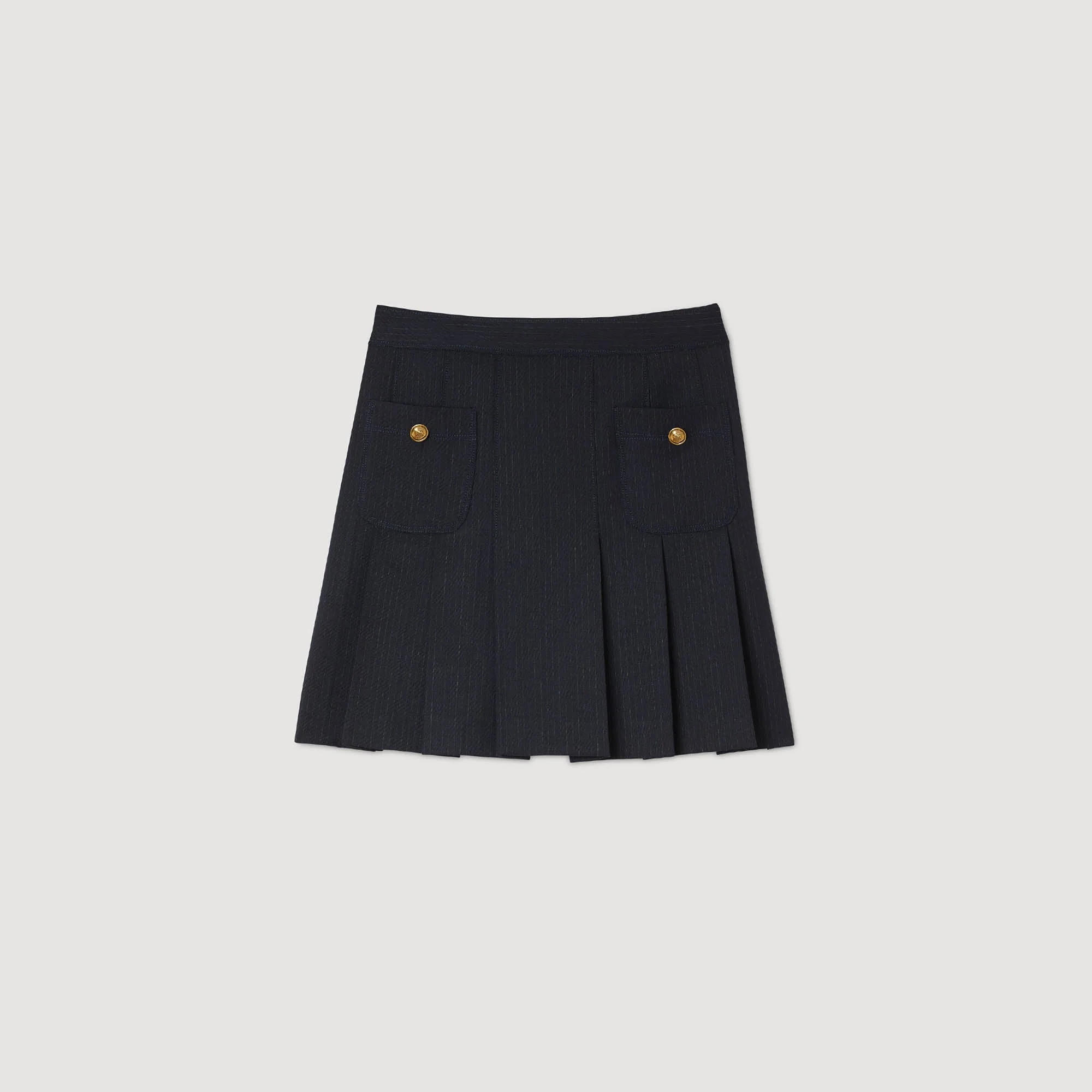 Theanis Short striped pleated skirt Navy Blue - Image 7