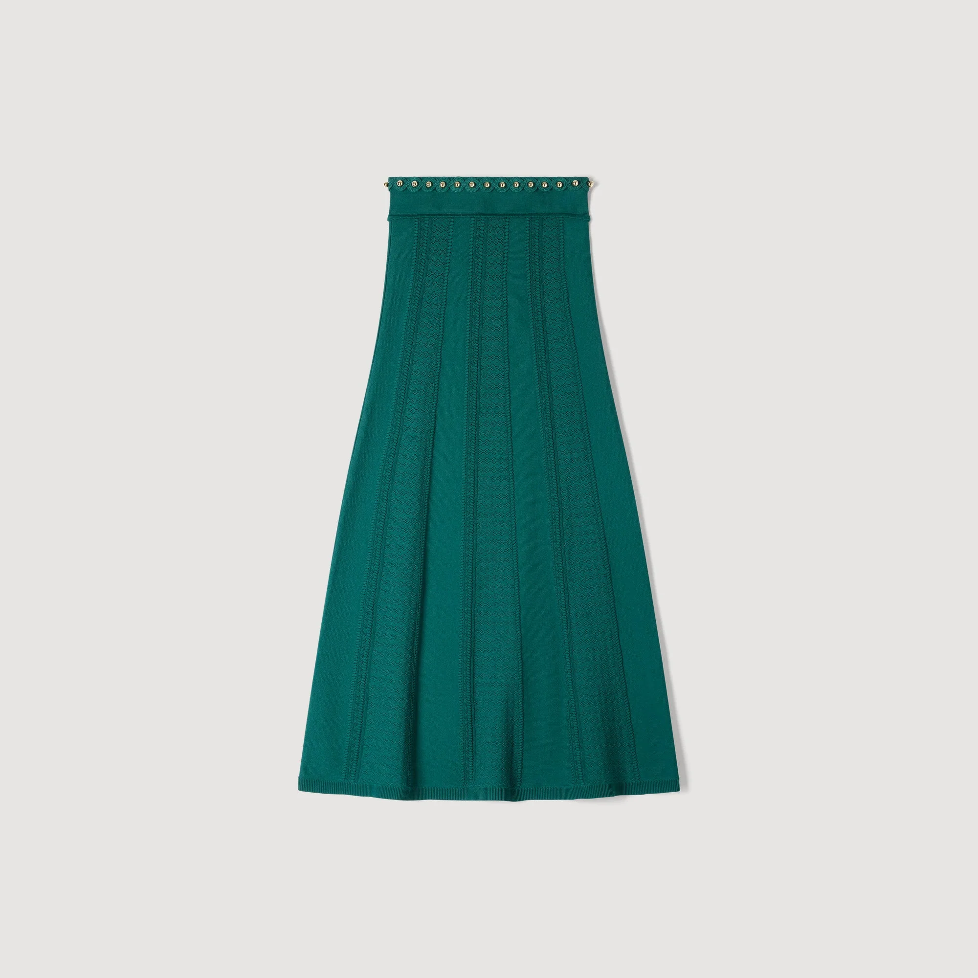 Vanea Beaded Textured Knit Skirt Dark Green - Image 6