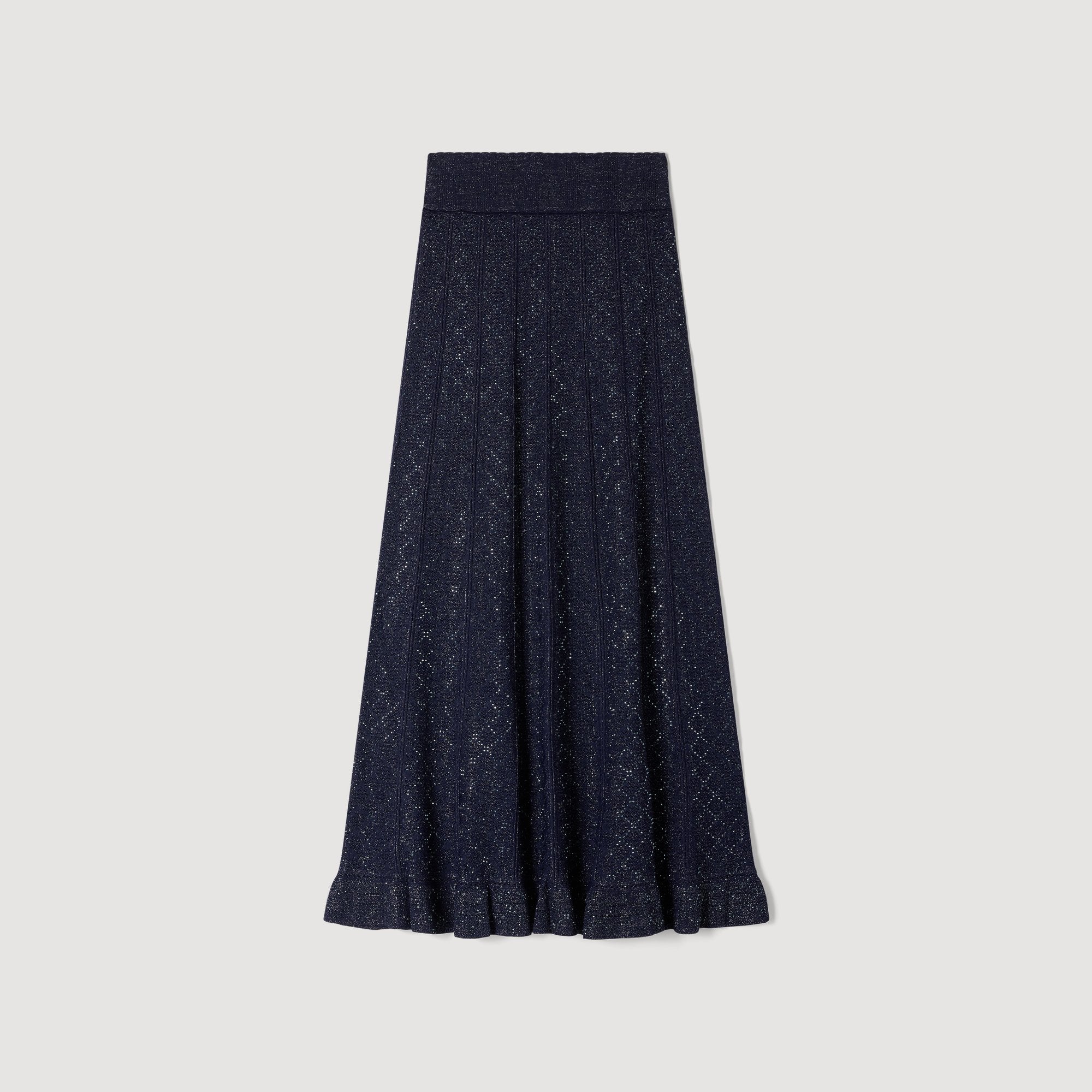 Leslie Rhinestone Knit Maxi Skirt Navy Blue - Image 6