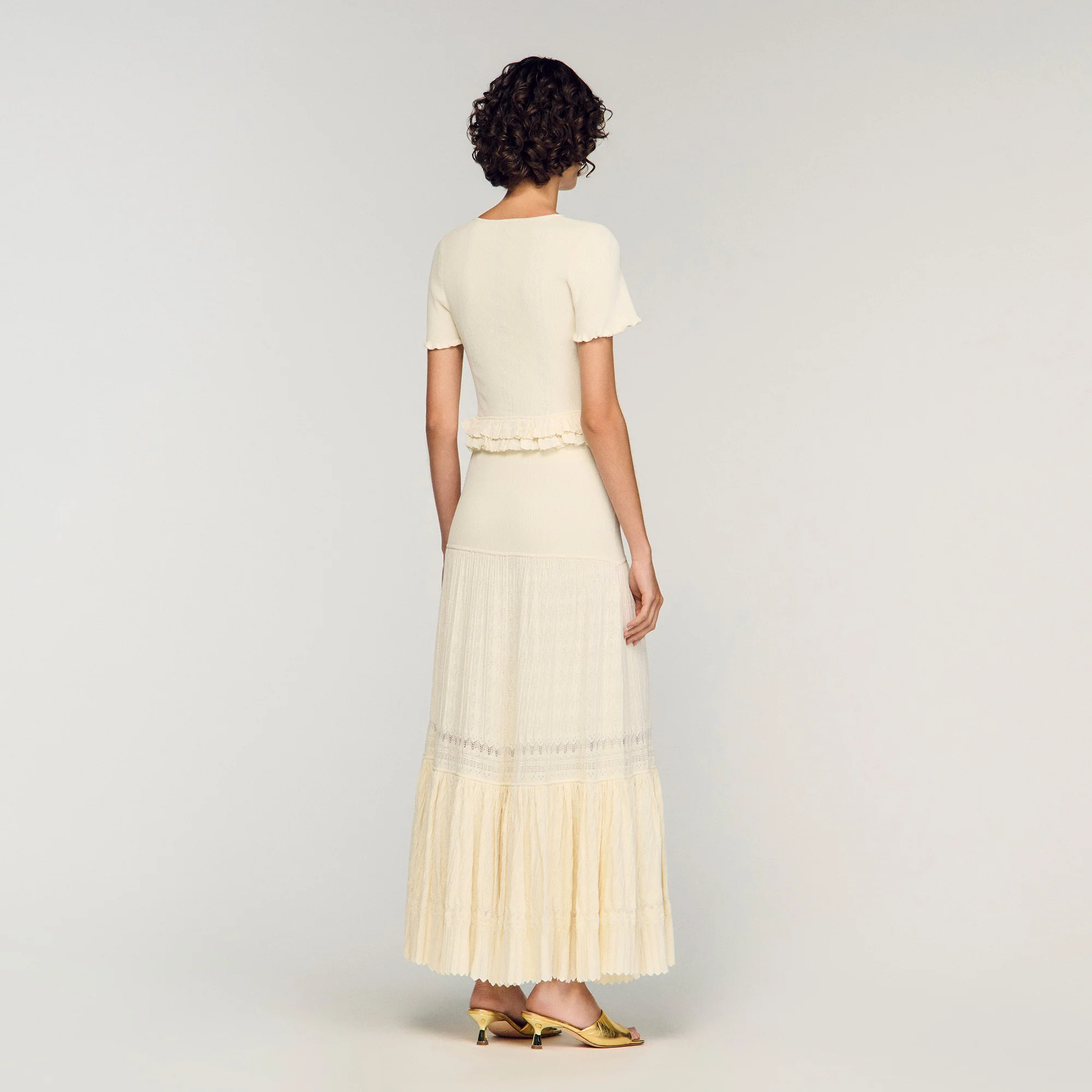 Aria Long Knit Skirt Ecru - Image 5