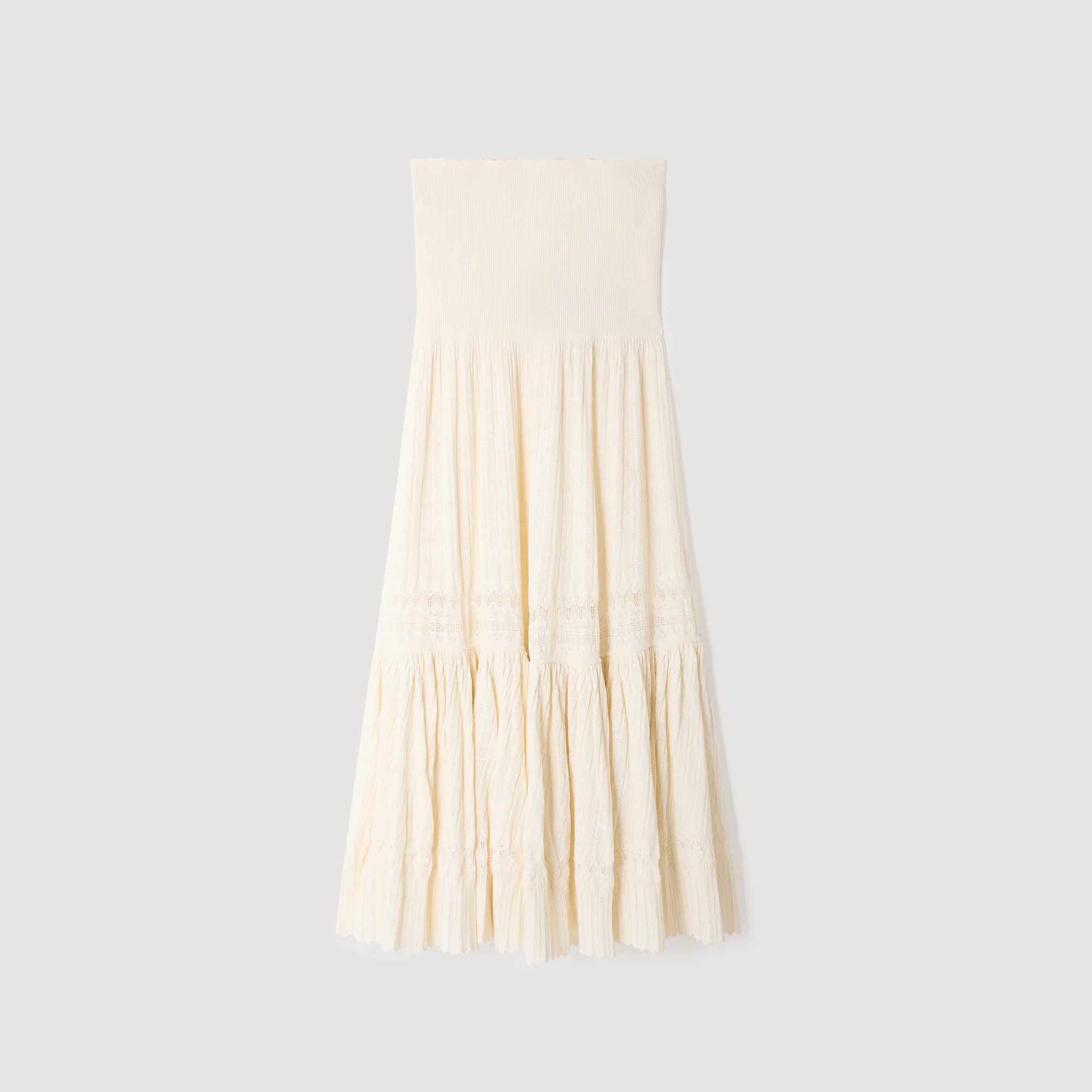 Aria Long Knit Skirt Ecru - Image 6