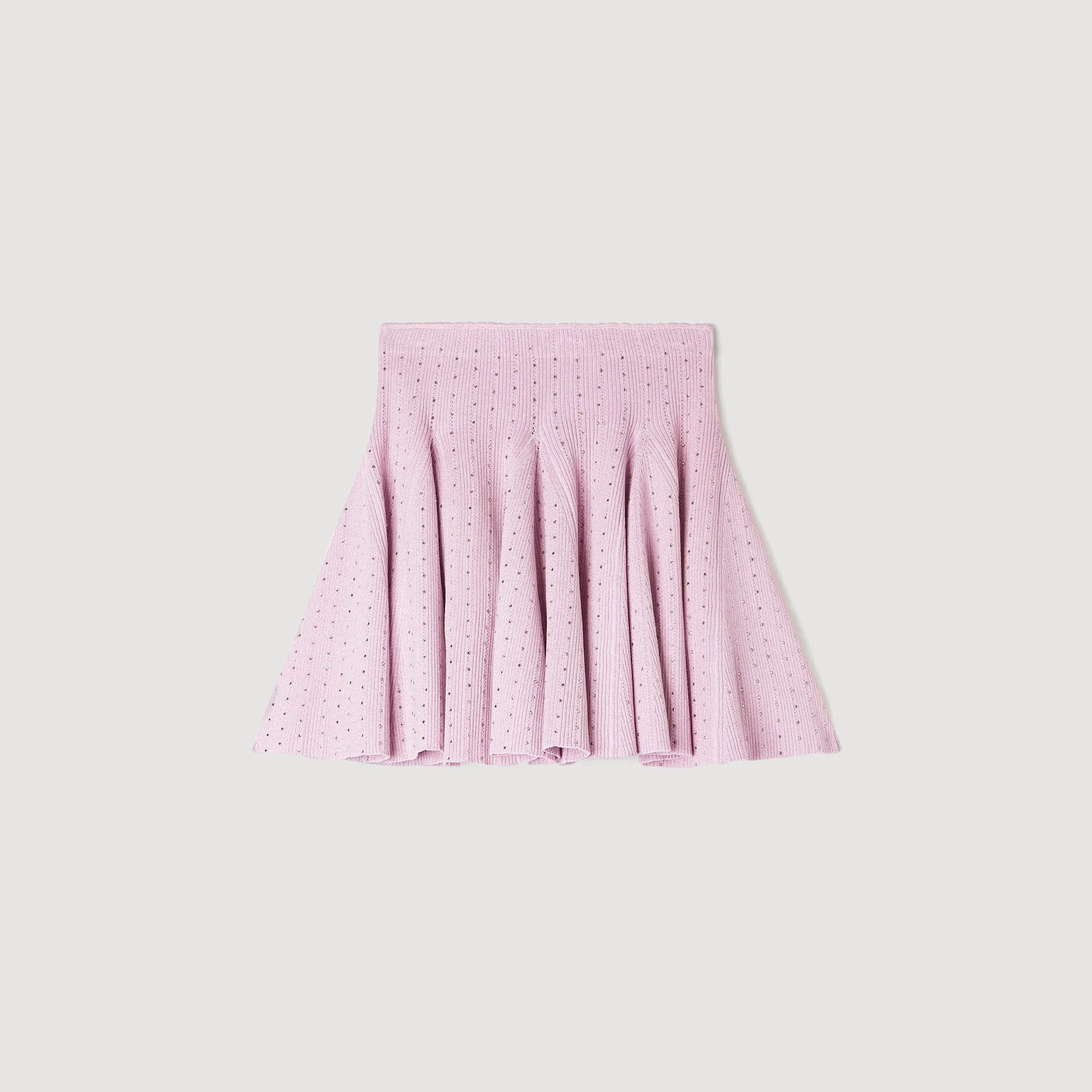 Tea Short Rhinestone Knit Skirt Mauve - Image 6