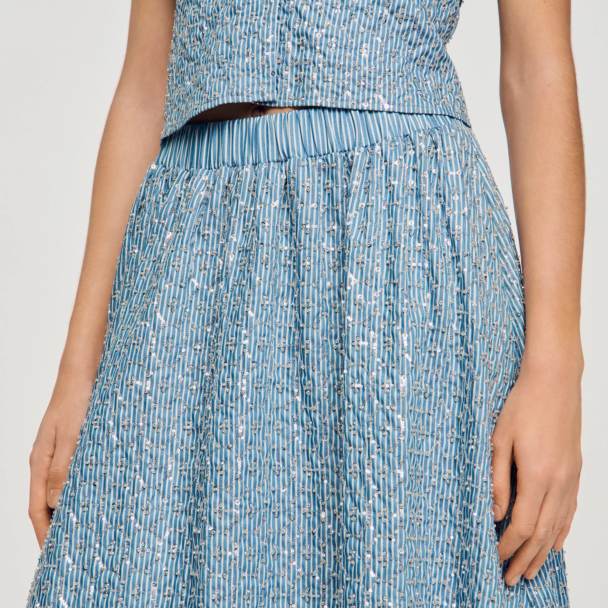 Isea Long Sequined Skirt Blue - Image 3