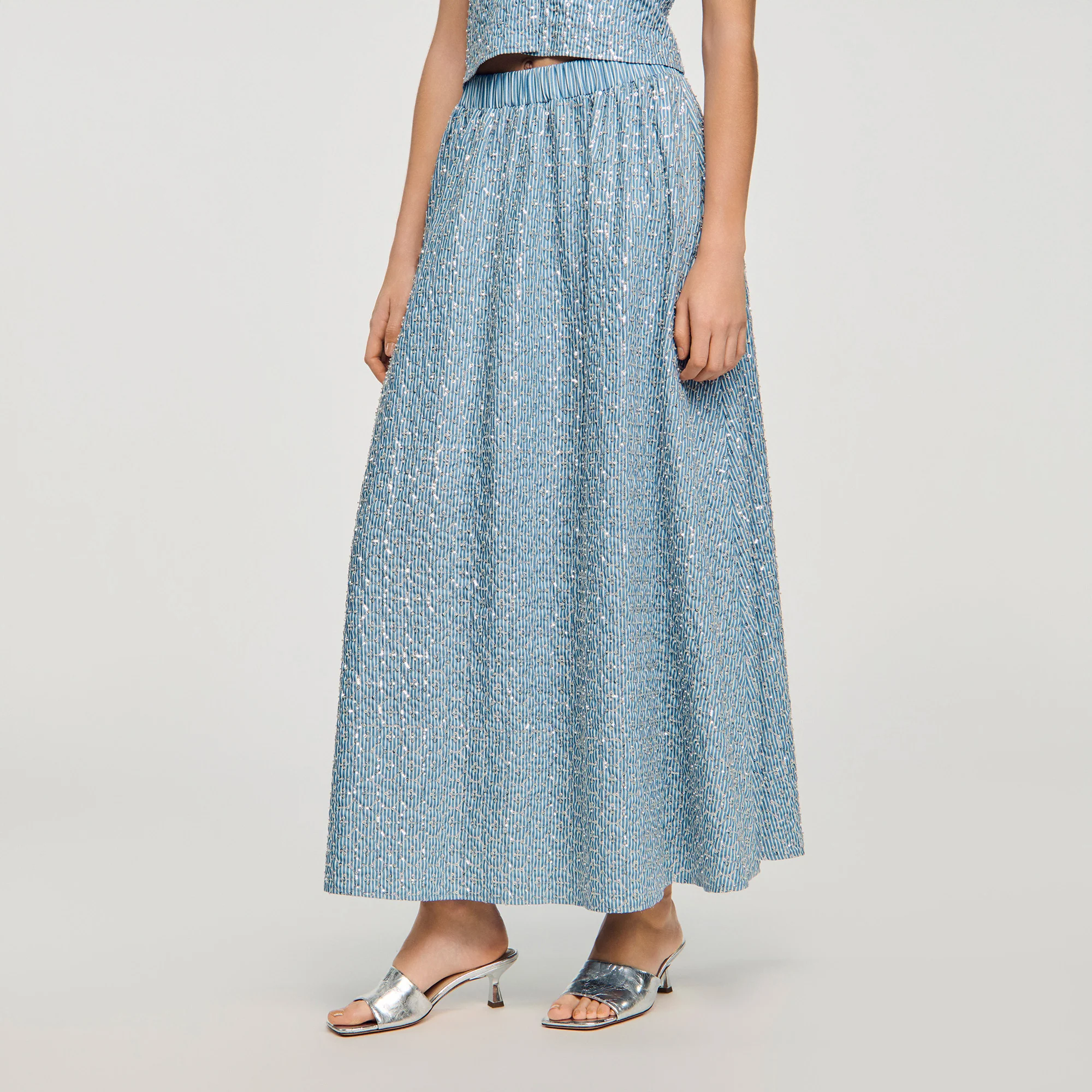 Isea Long Sequined Skirt Blue - Image 4