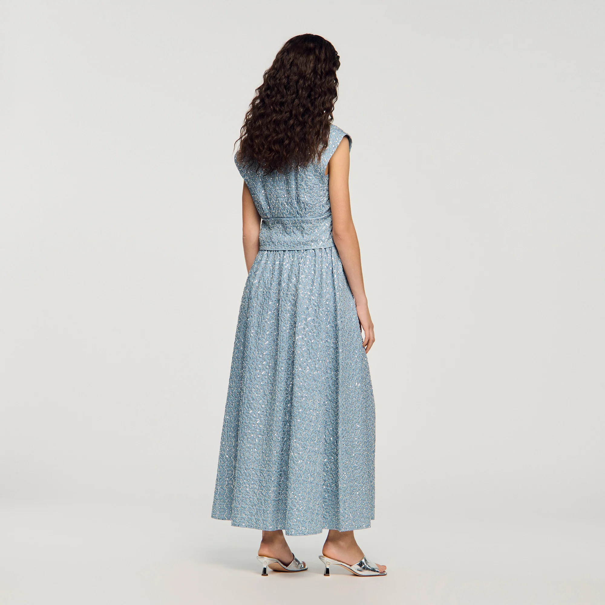 Isea Long Sequined Skirt Blue - Image 5