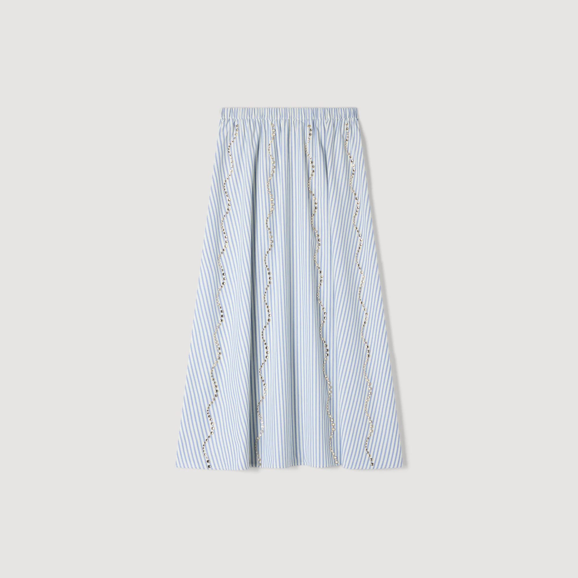 Lucia Rhinestone Striped Long Skirt Blue - Image 6