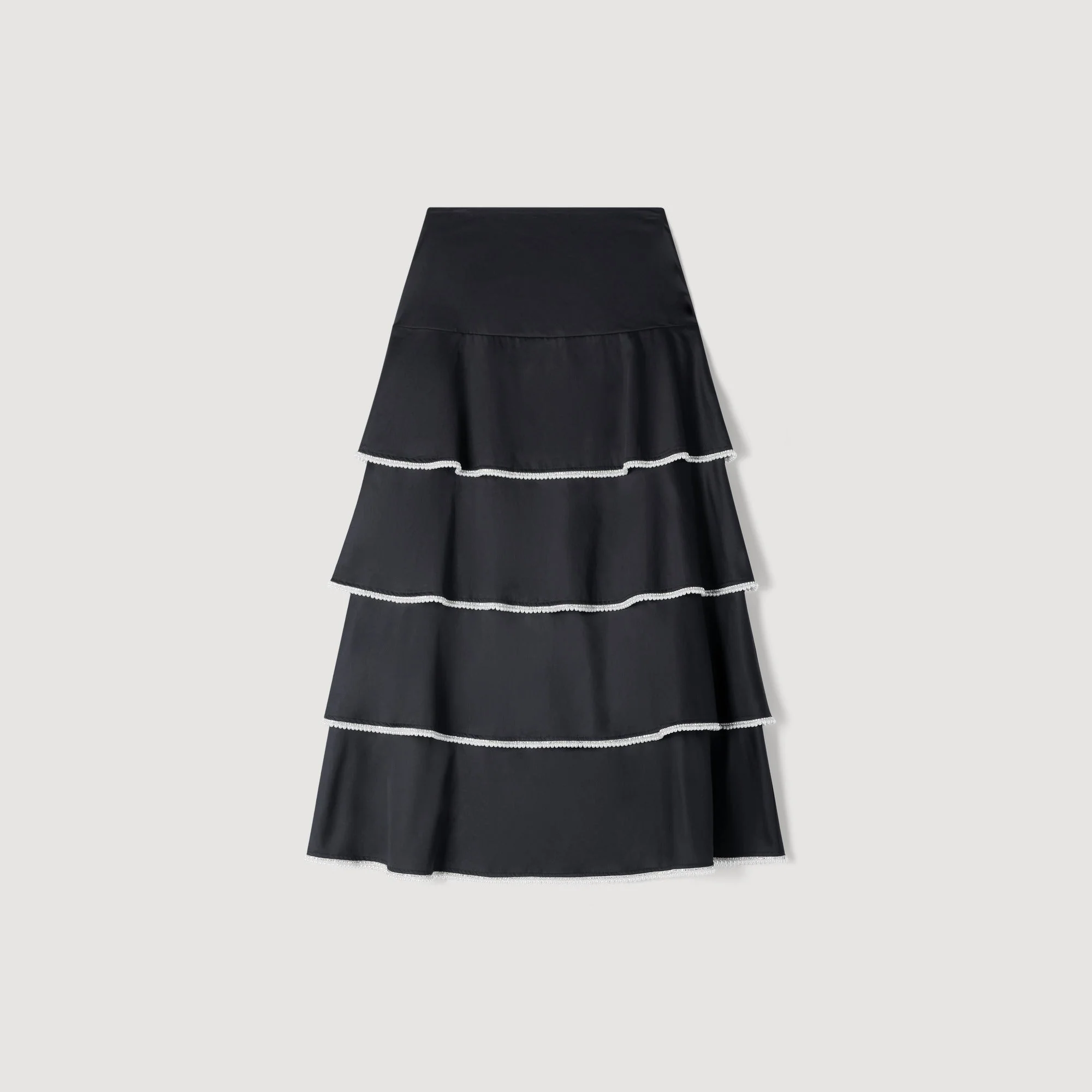 Pulco Long Ruffled Rhinestone Skirt Black - Image 6