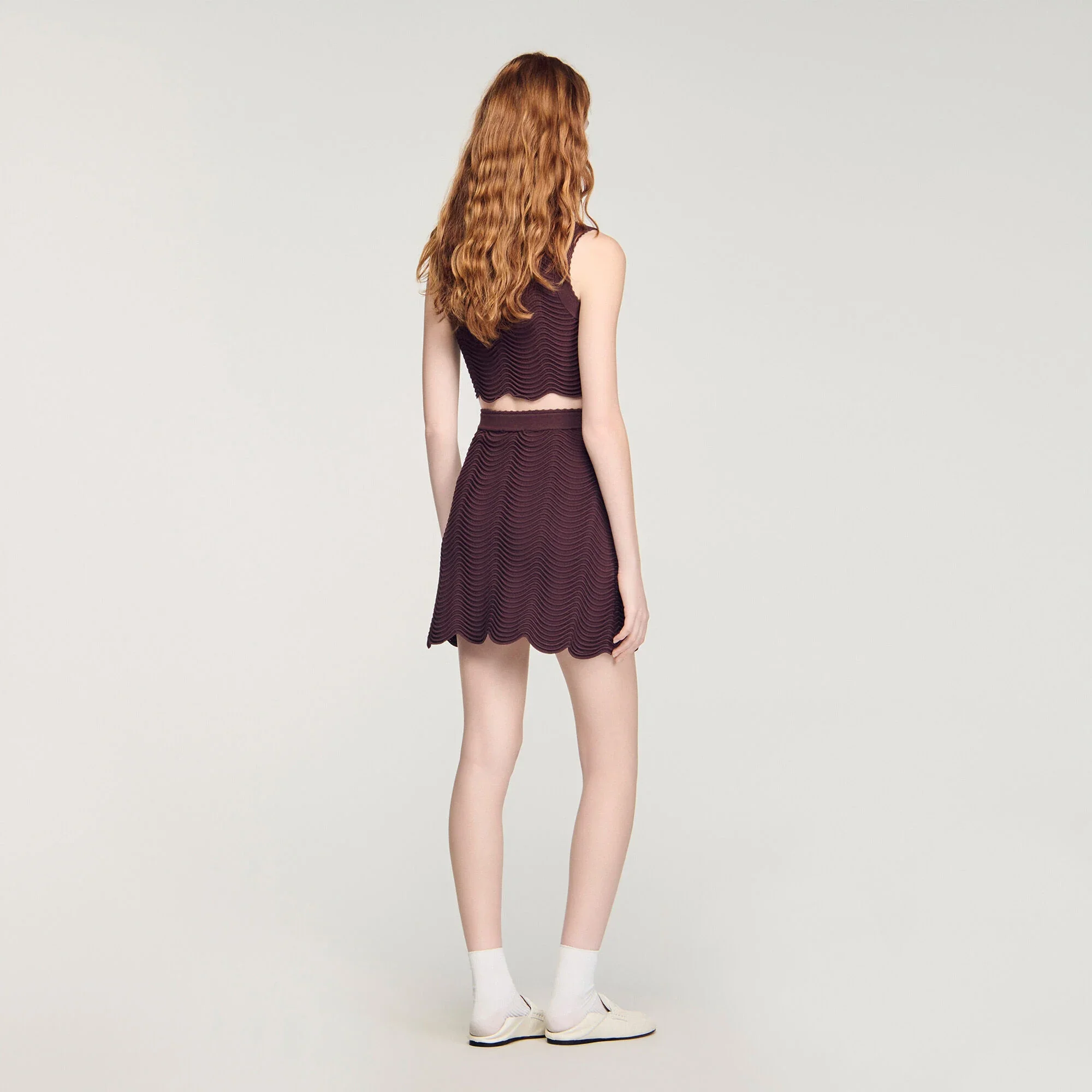 Davia Short Decorative Knit Skirt Brown - Image 3