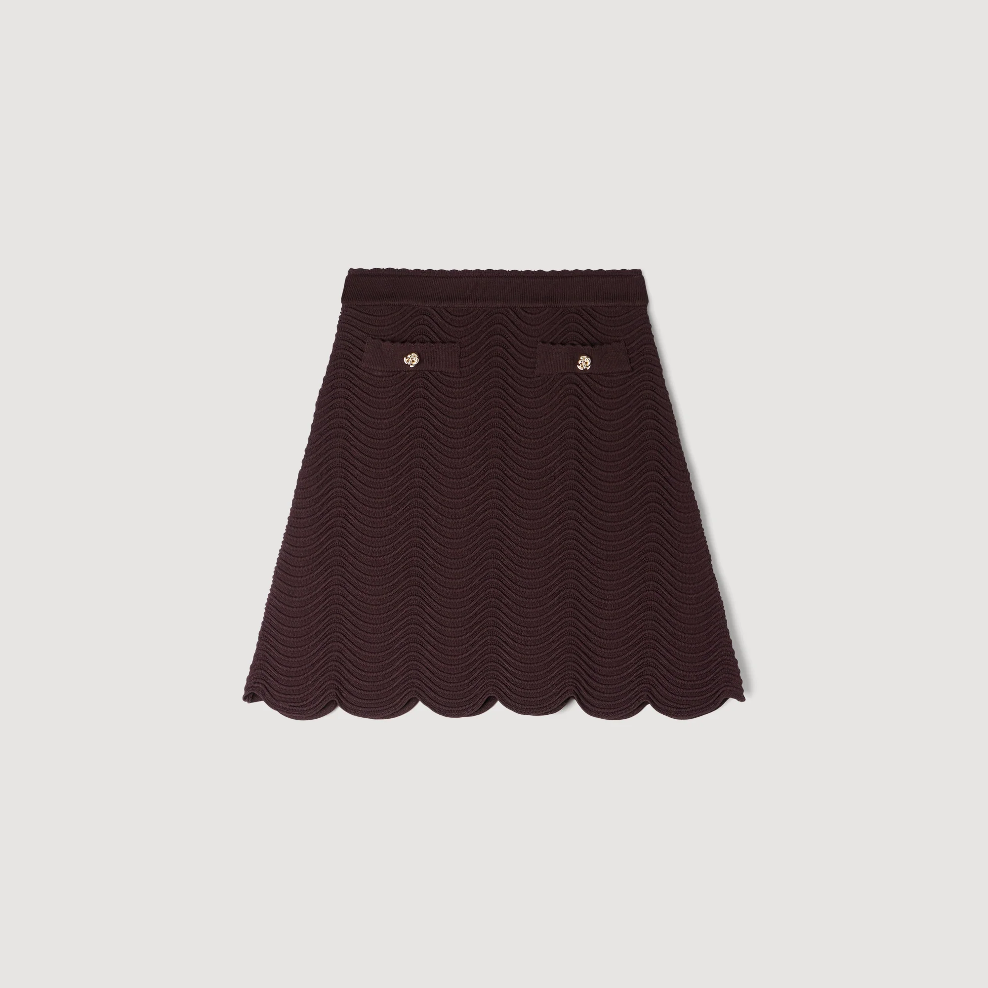 Davia Short Decorative Knit Skirt Brown - Image 6