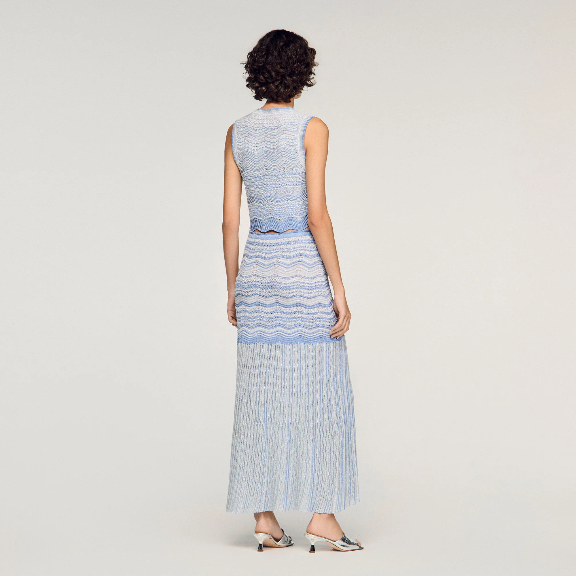 Davinna Long Decorative Knit Skirt Sky Blue - Image 5
