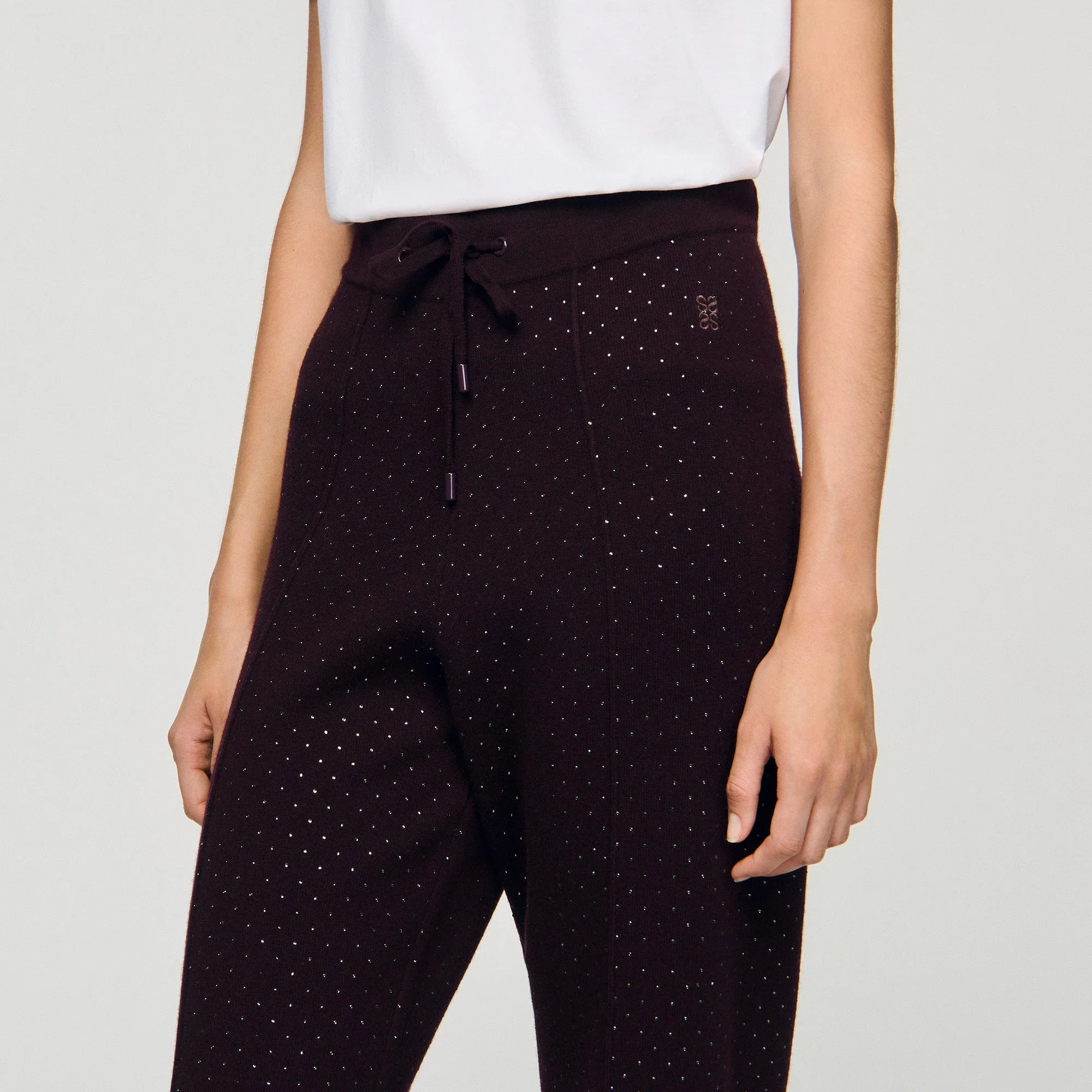 Vadim Knit Rhinestone-Covered Trousers Light Purple - Image 3
