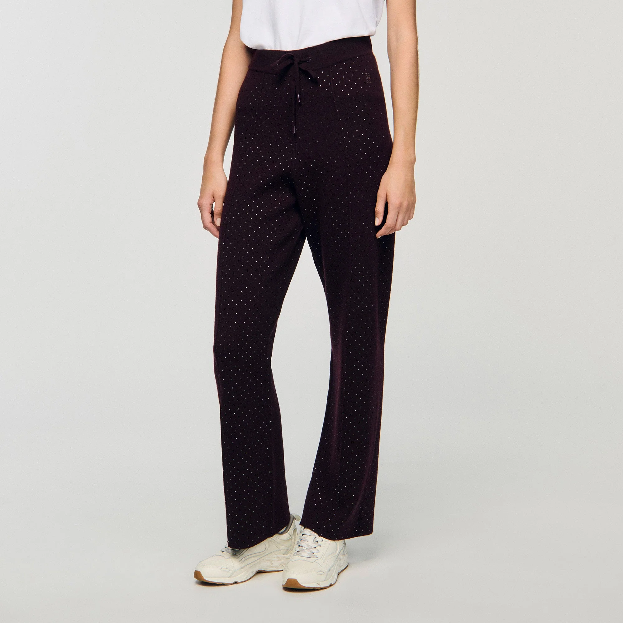 Vadim Knit Rhinestone-Covered Trousers Light Purple - Image 4