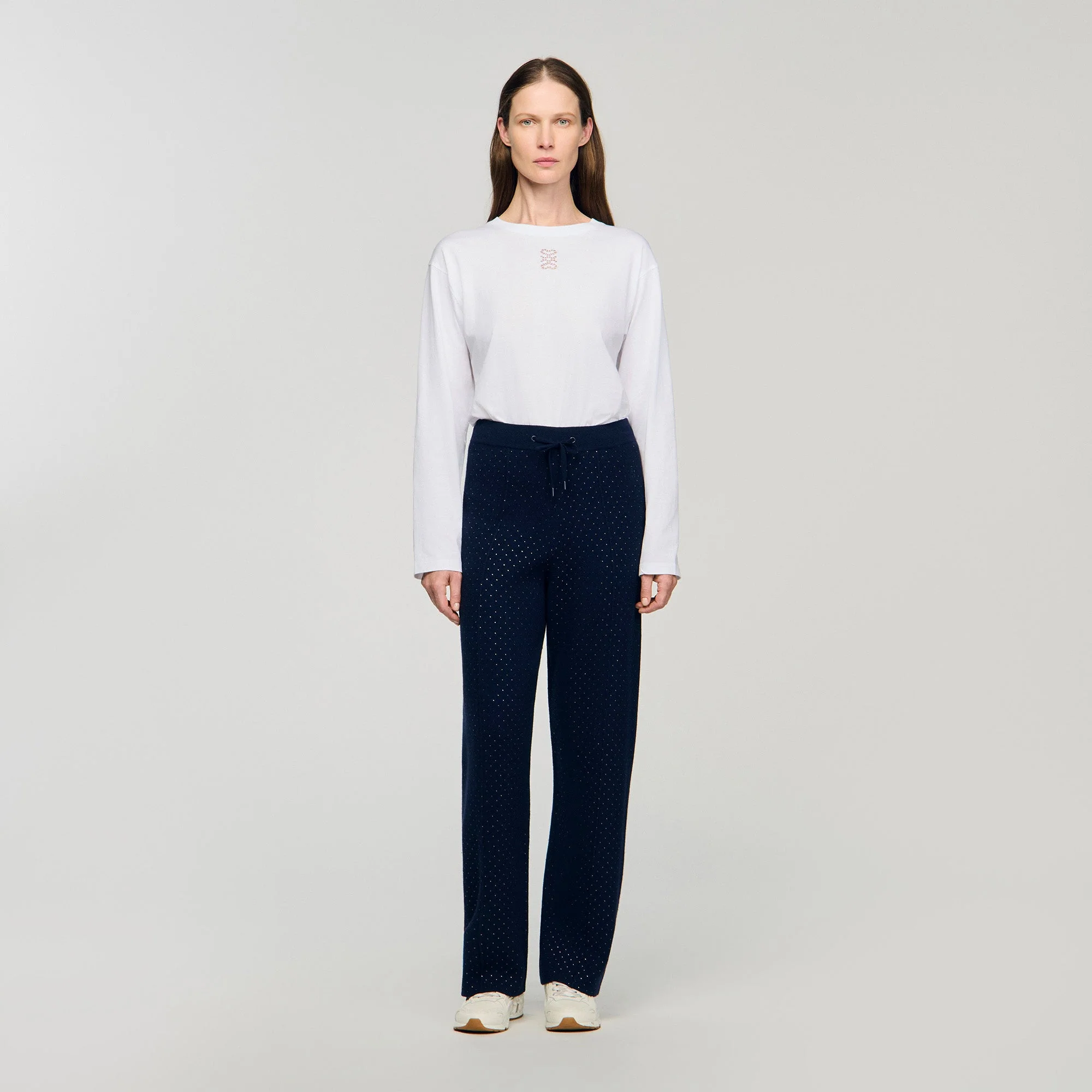 Vadim Knit Rhinestone-Covered Trousers Navy Blue - Image 2
