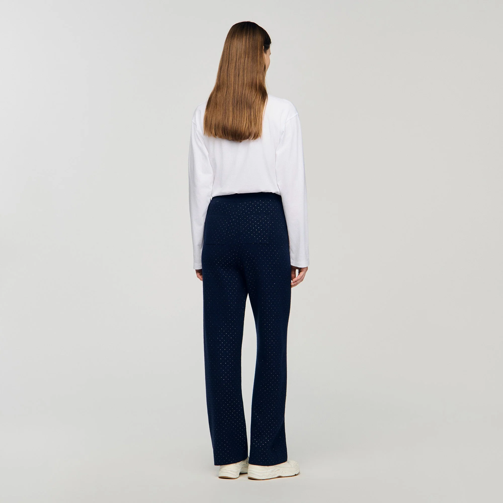 Vadim Knit Rhinestone-Covered Trousers Navy Blue - Image 6