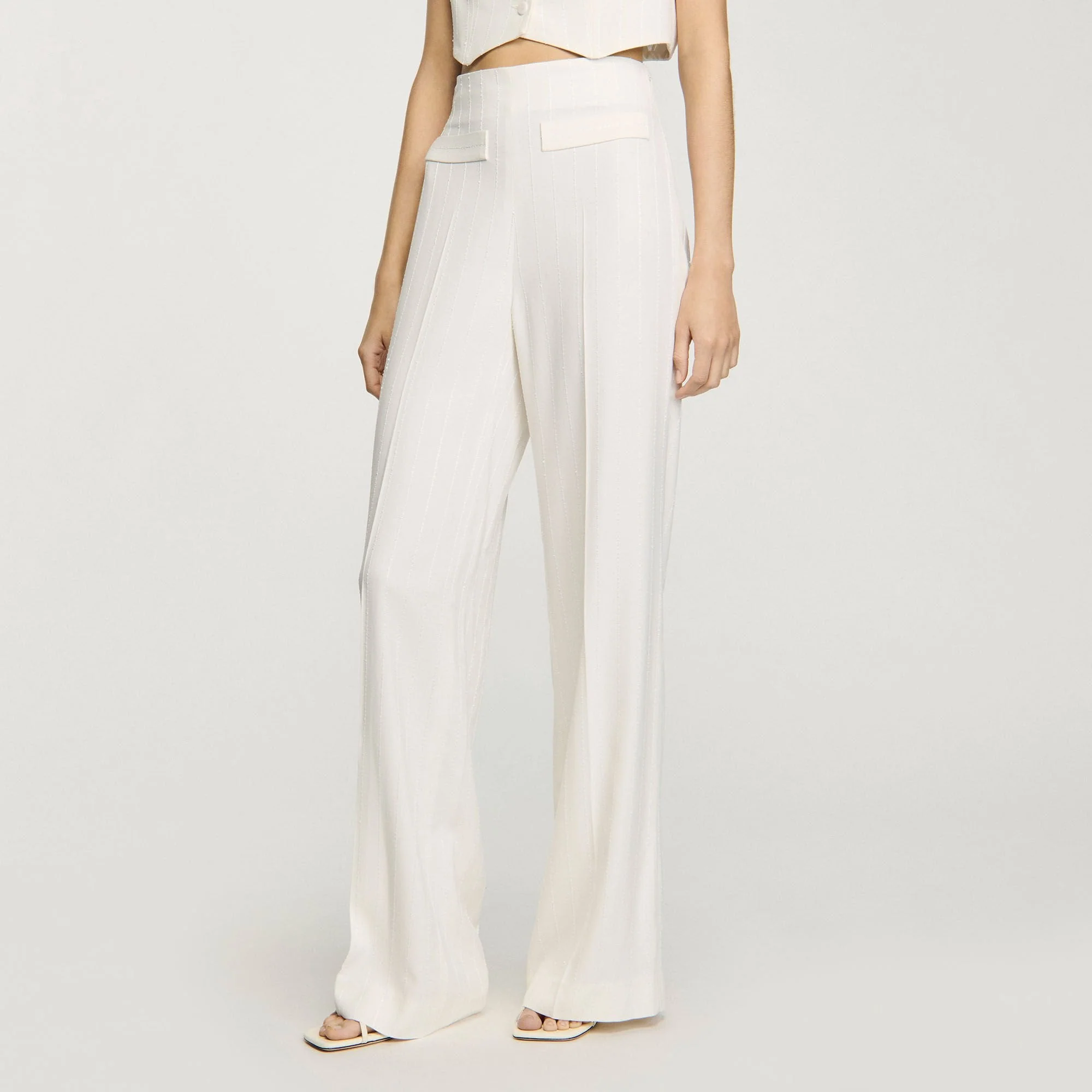 Concorde Sequin Suit Trousers Ecru - Image 4