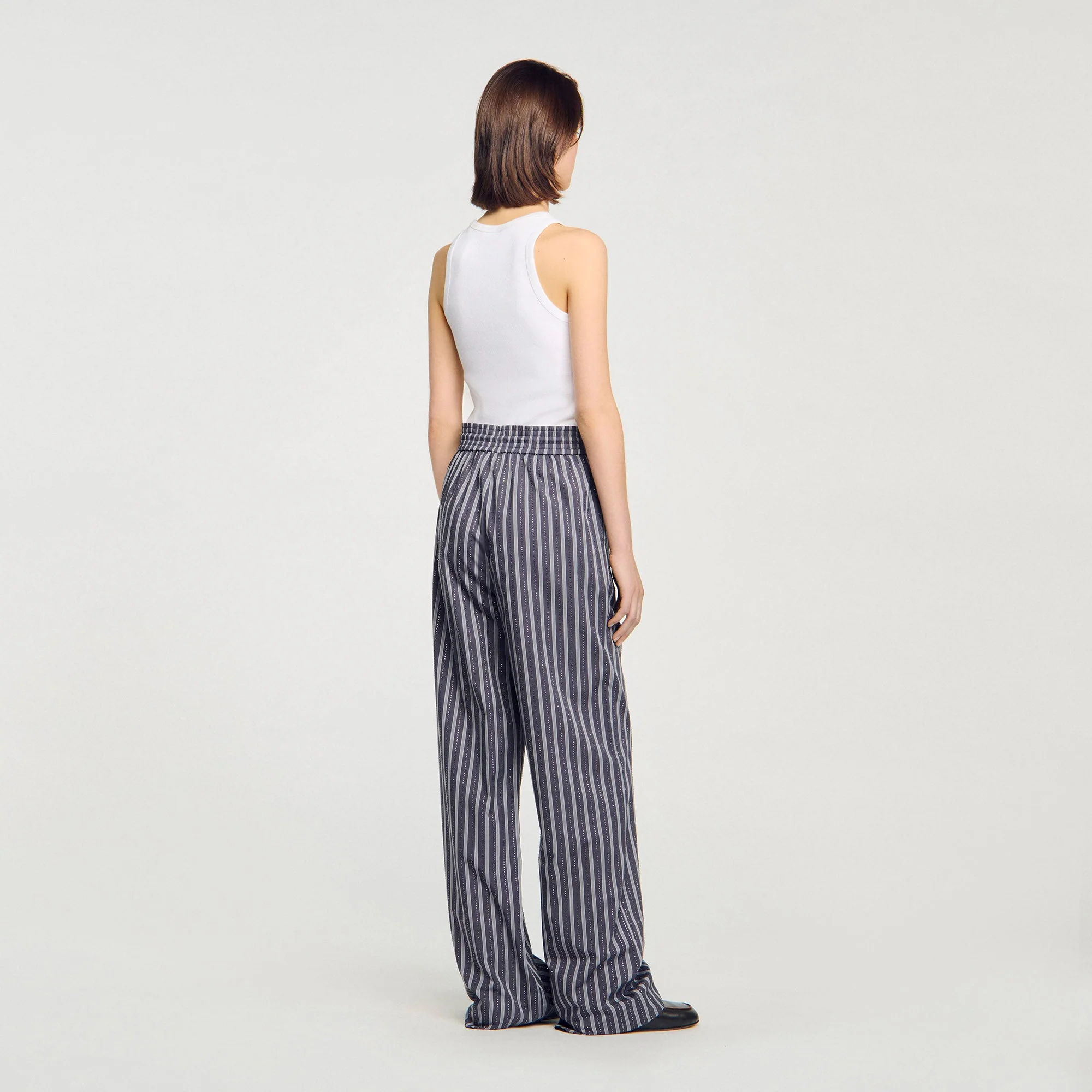 Wightfall Striped Rhinestone Trousers Grey - Image 3